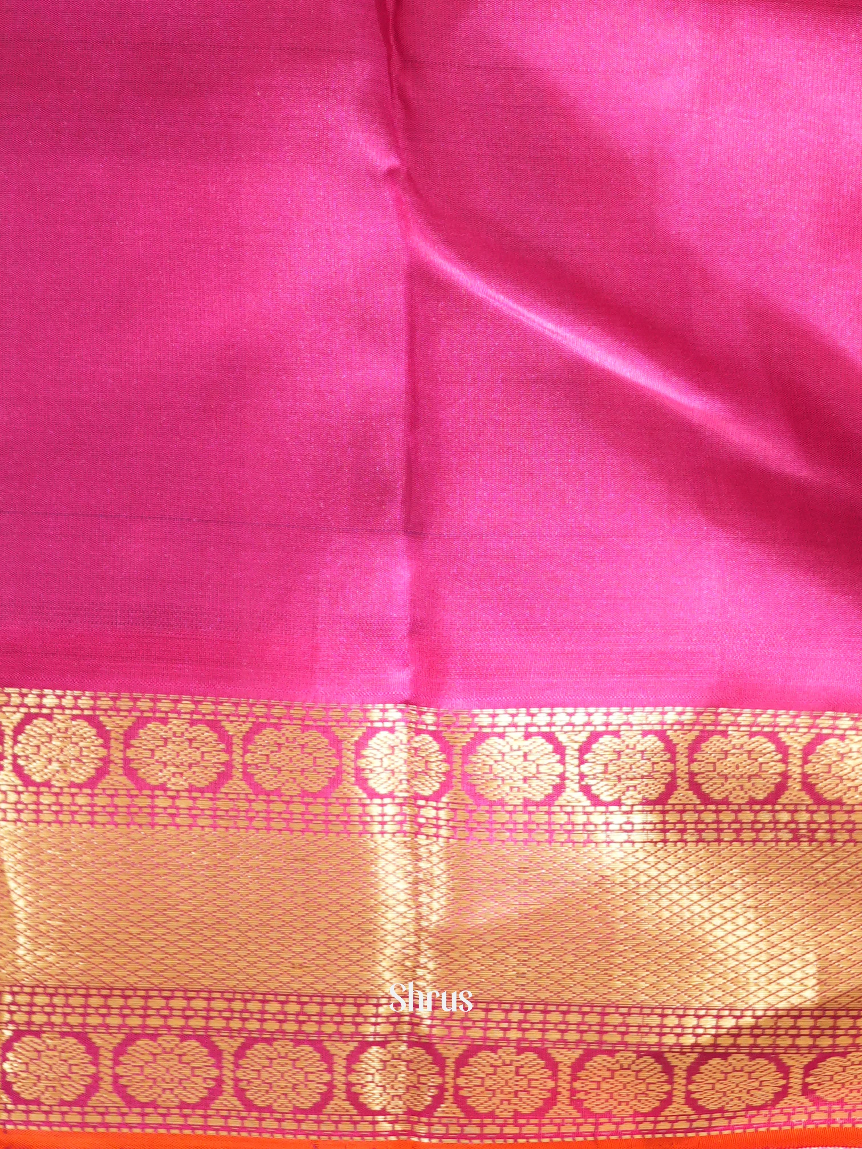 Purple & Pink - Kanchi Border Soft Silk Saree - Shop on ShrusEternity.com