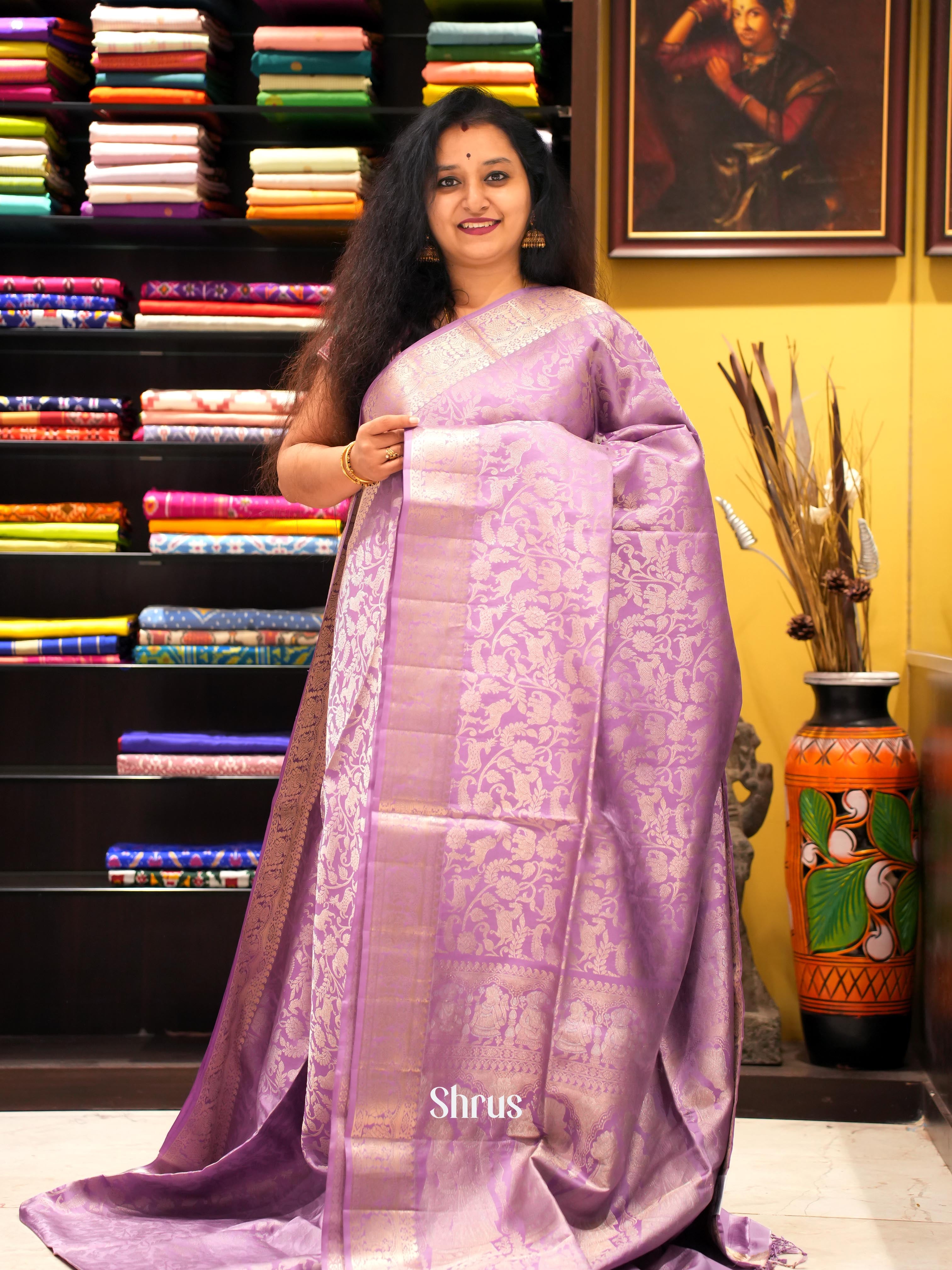 Purple (Single Tone) - Soft Silk Saree - Shop on ShrusEternity.com