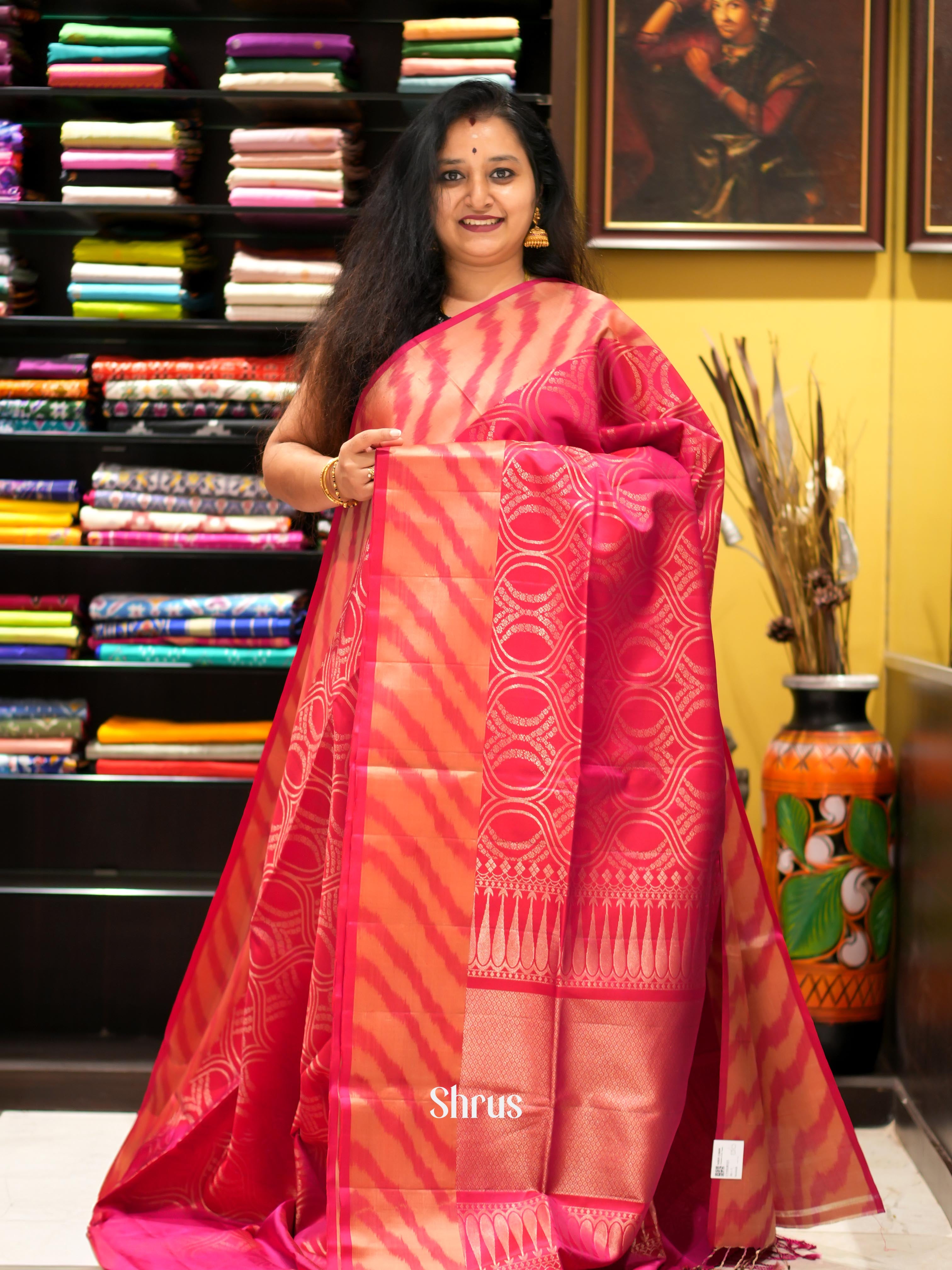 Pink & Peach - Soft Silk Saree - Shop on ShrusEternity.com