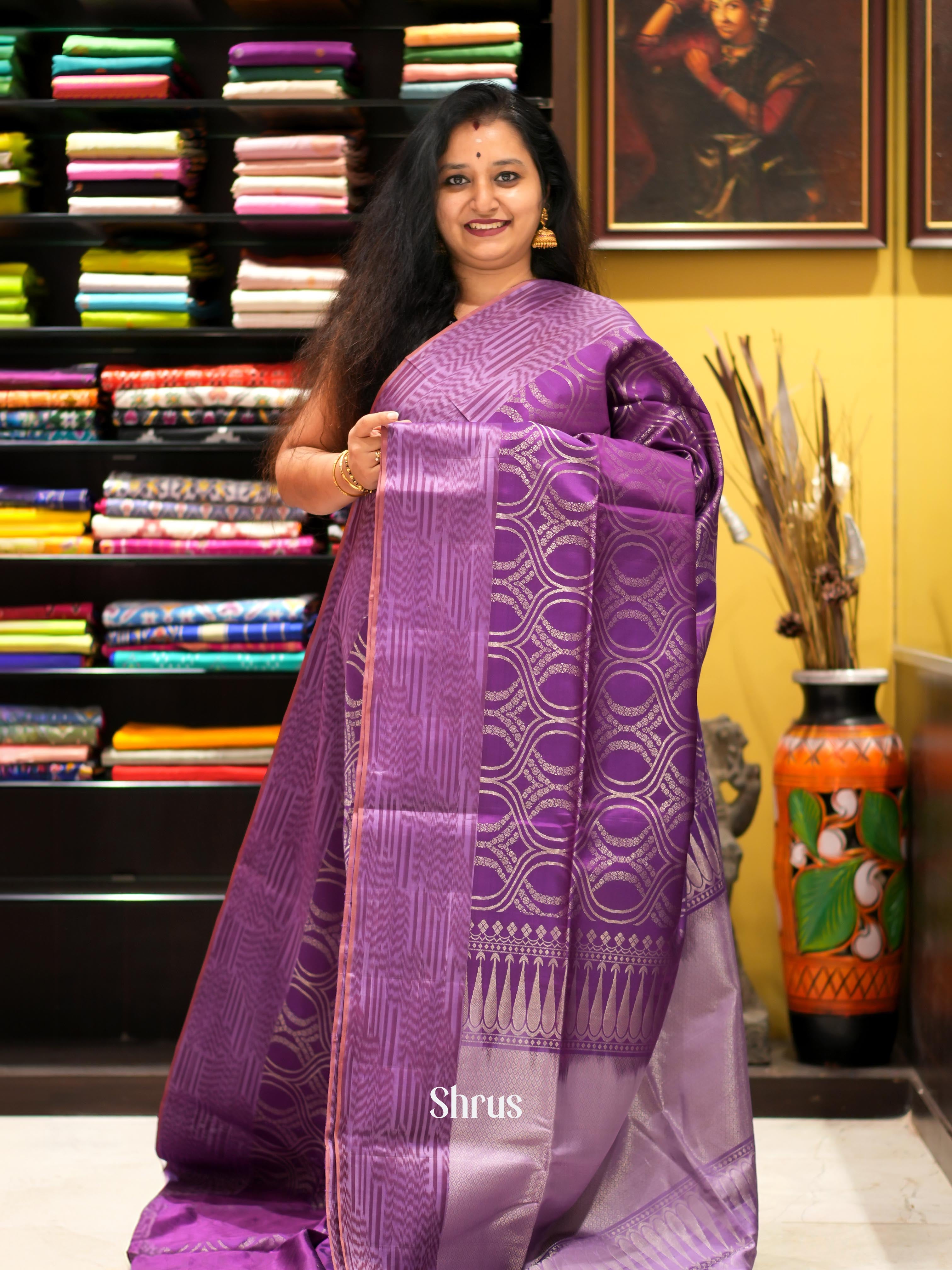 Purple(Single Tone) - Soft Silk Saree - Shop on ShrusEternity.com