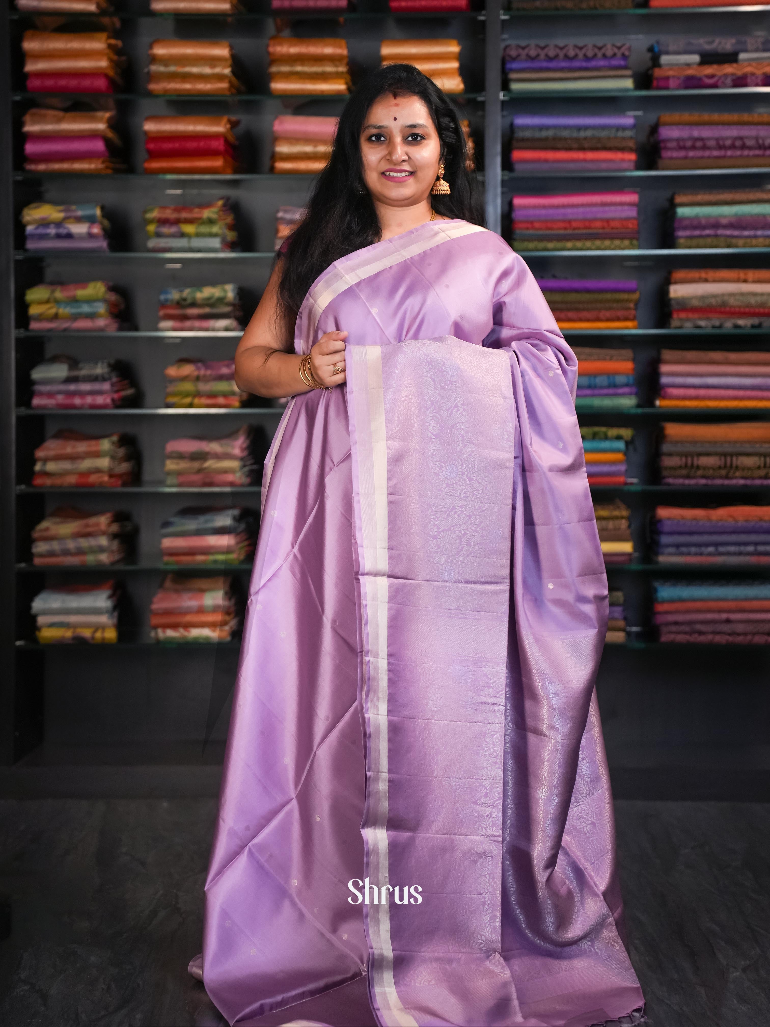 Lavendar - Soft Silk Saree - Shop on ShrusEternity.com