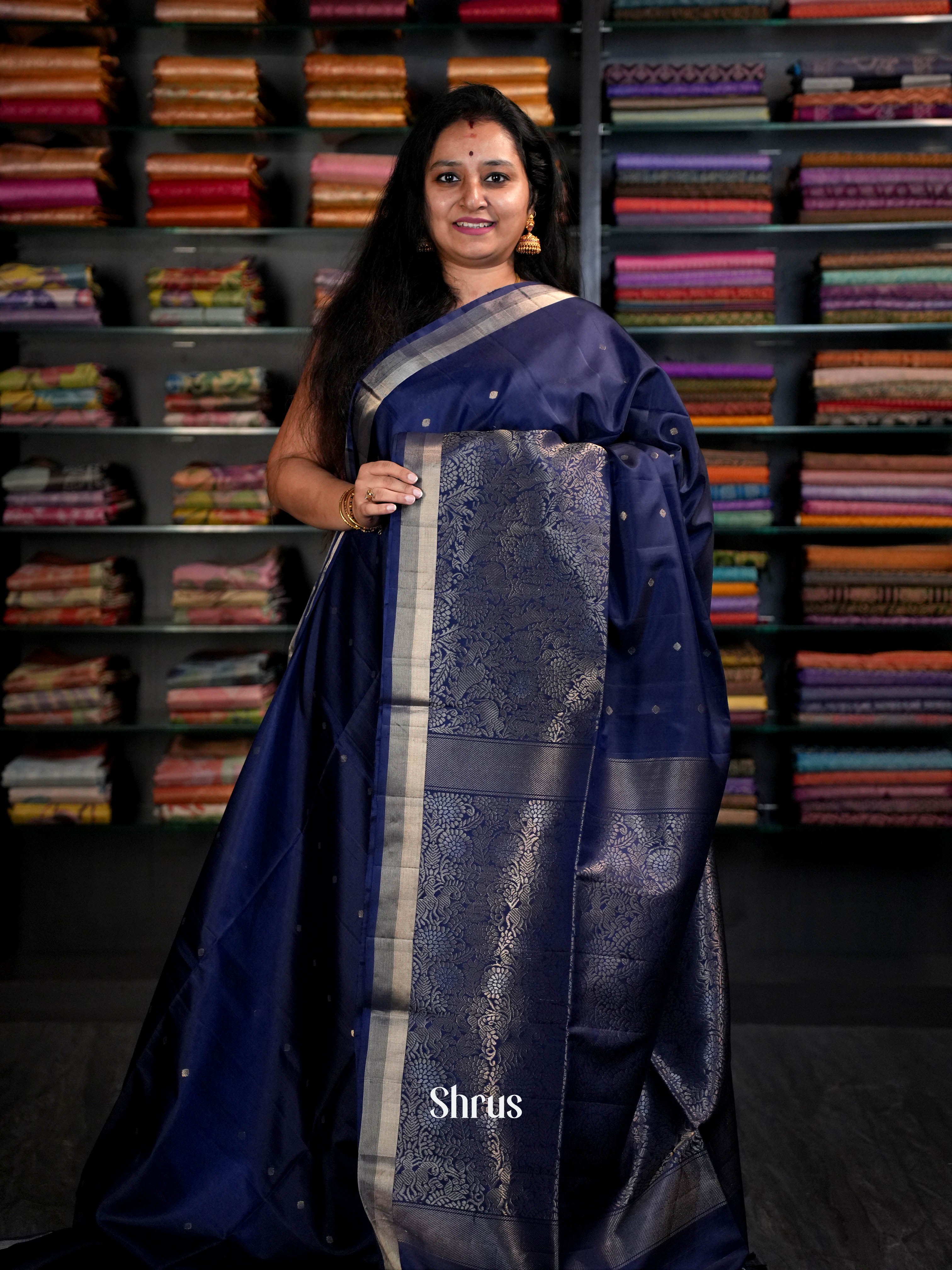 Blue - Soft Silk Saree - Shop on ShrusEternity.com