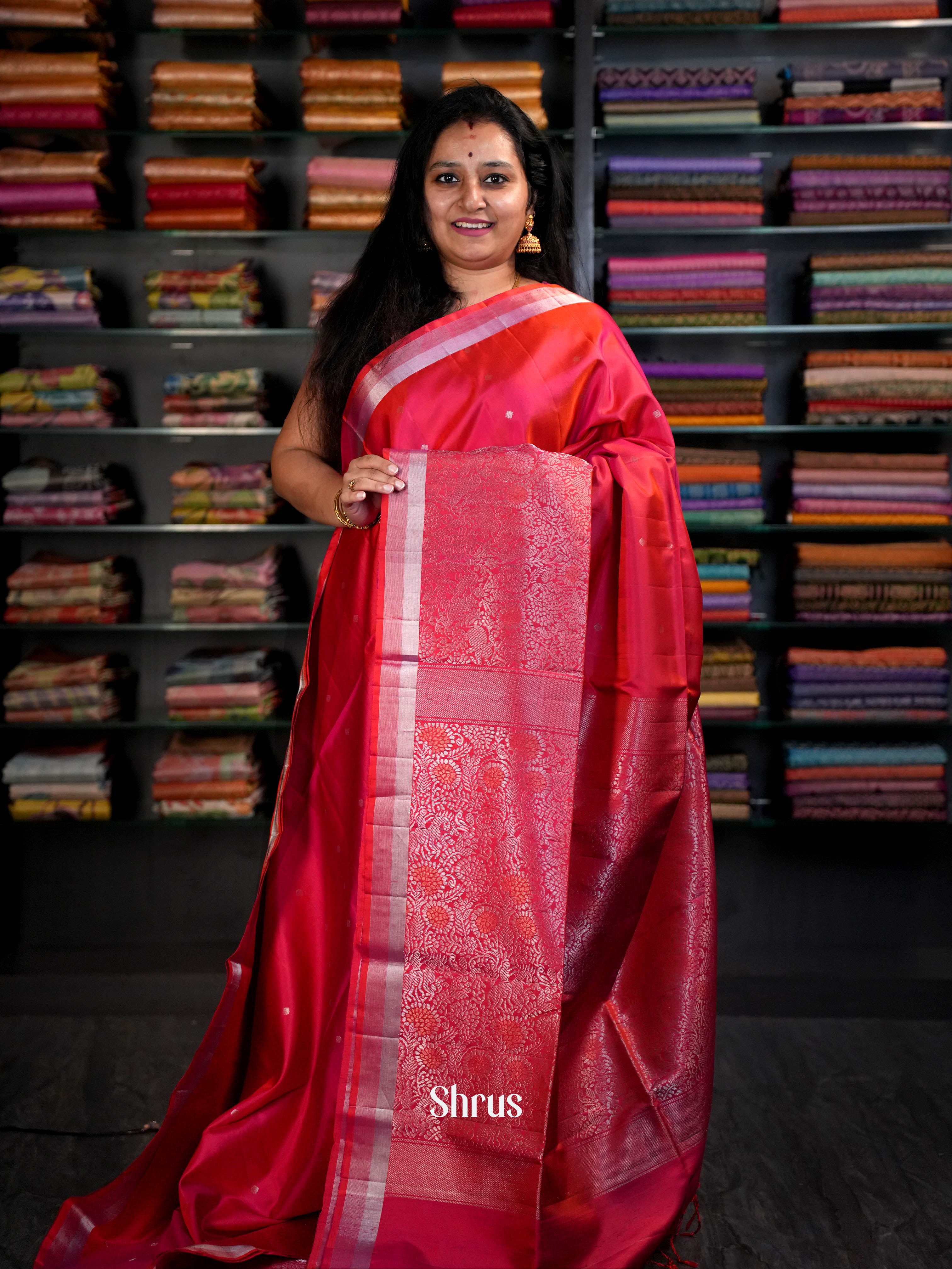 Red - Soft Silk Saree - Shop on ShrusEternity.com