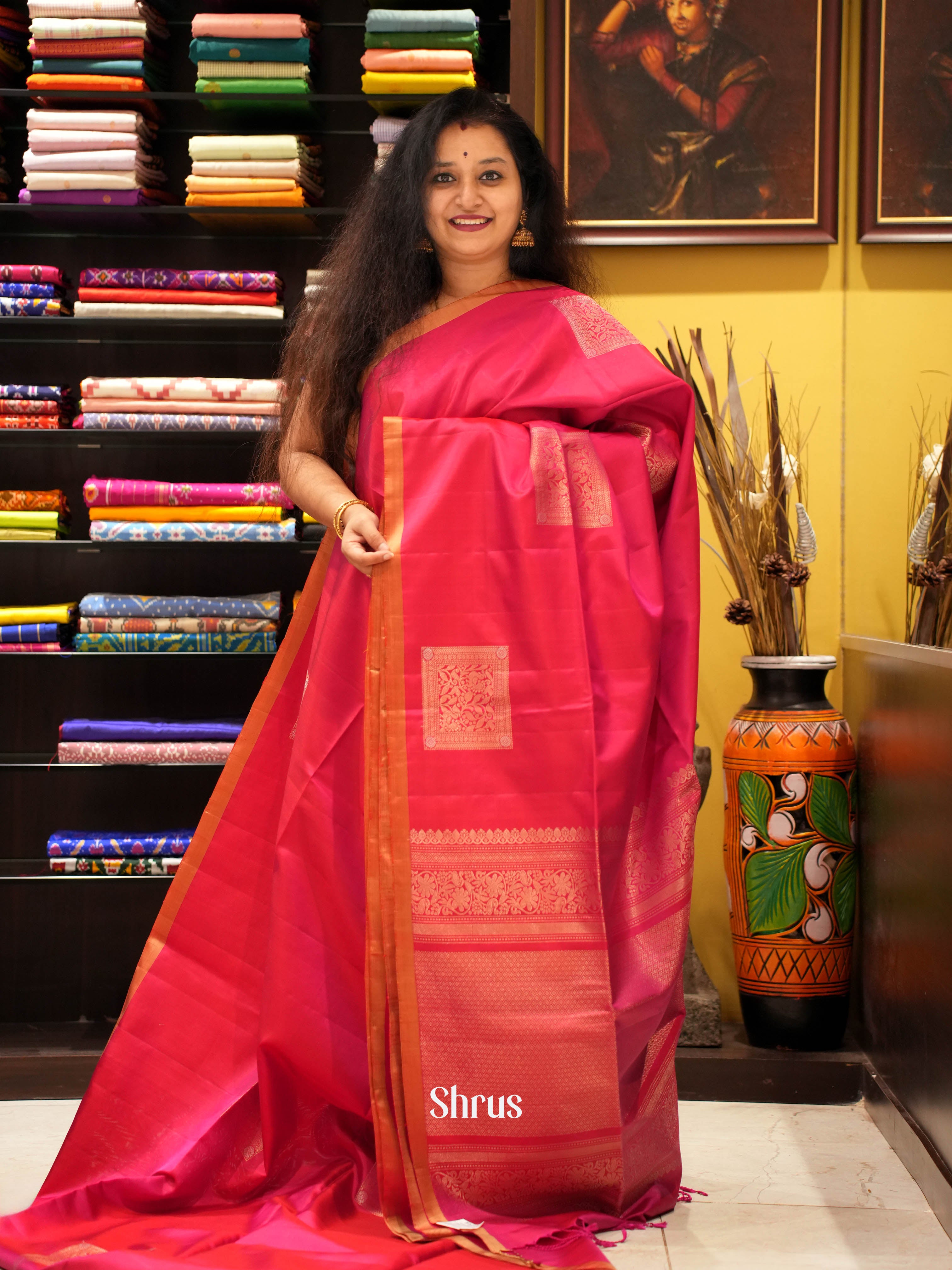 Red(Single Tone) - Soft Silk Saree - Shop on ShrusEternity.com