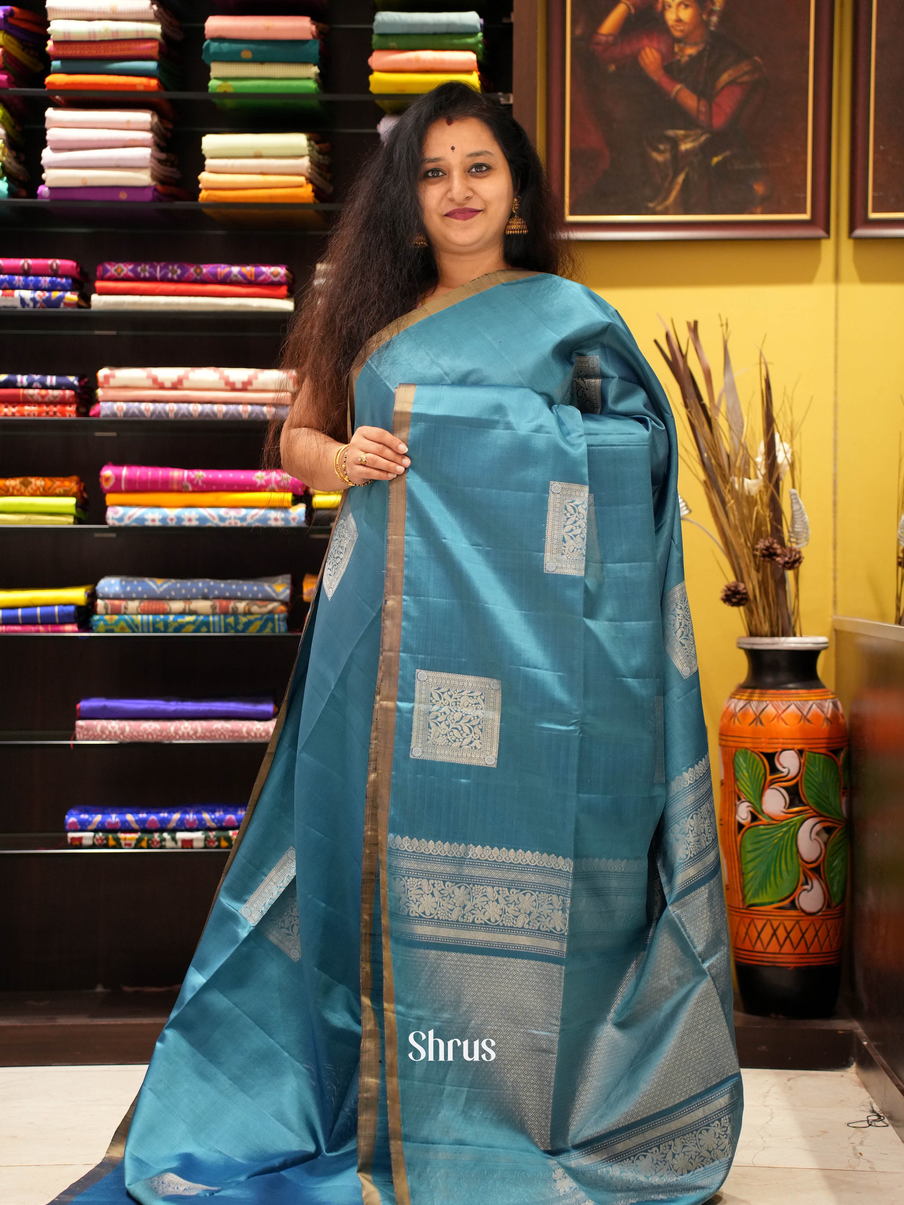 Blue(Single Tone) - Soft Silk Saree - Shop on ShrusEternity.com