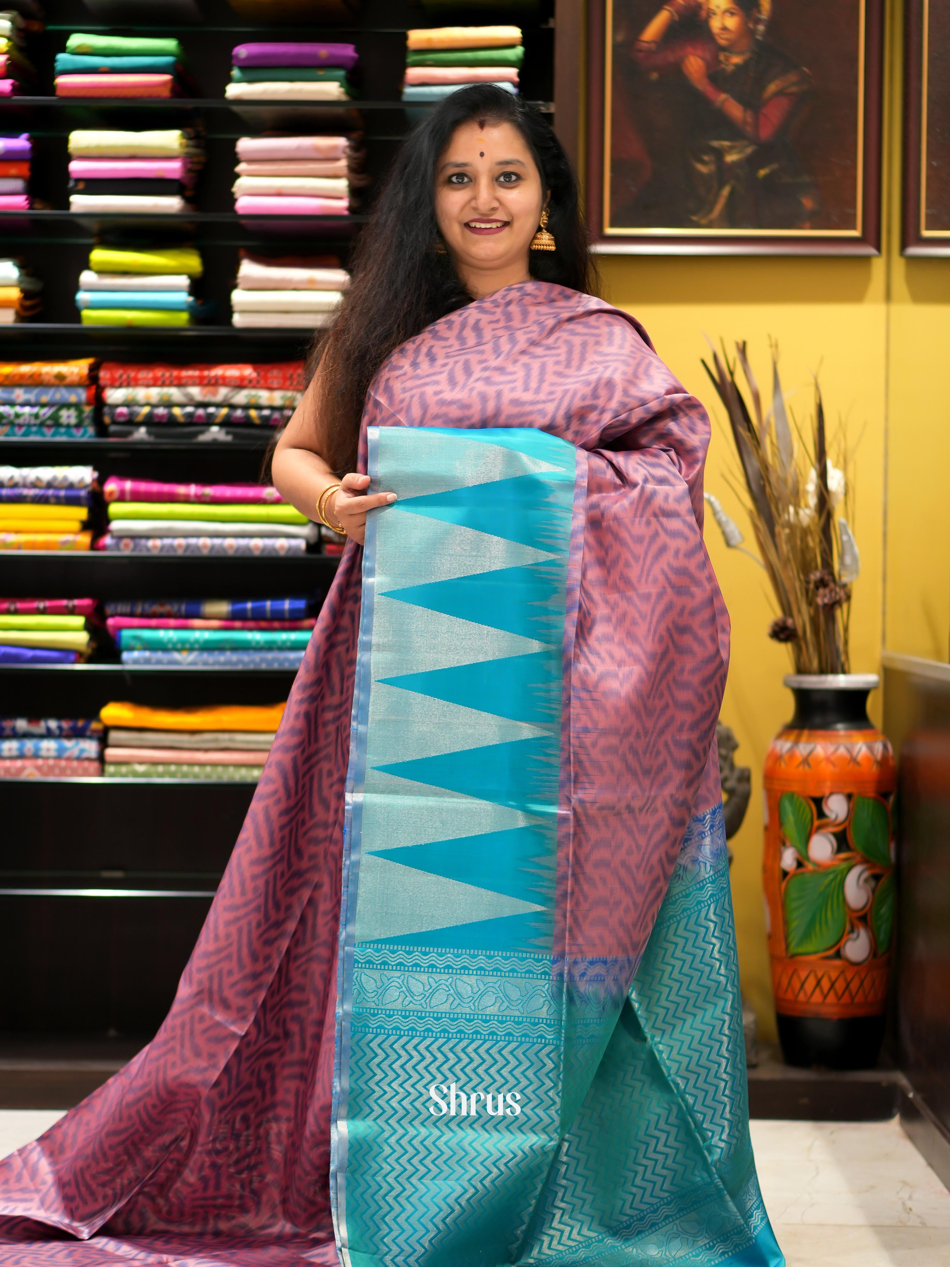 Purple & Teal - Soft Silk Saree - Shop on ShrusEternity.com