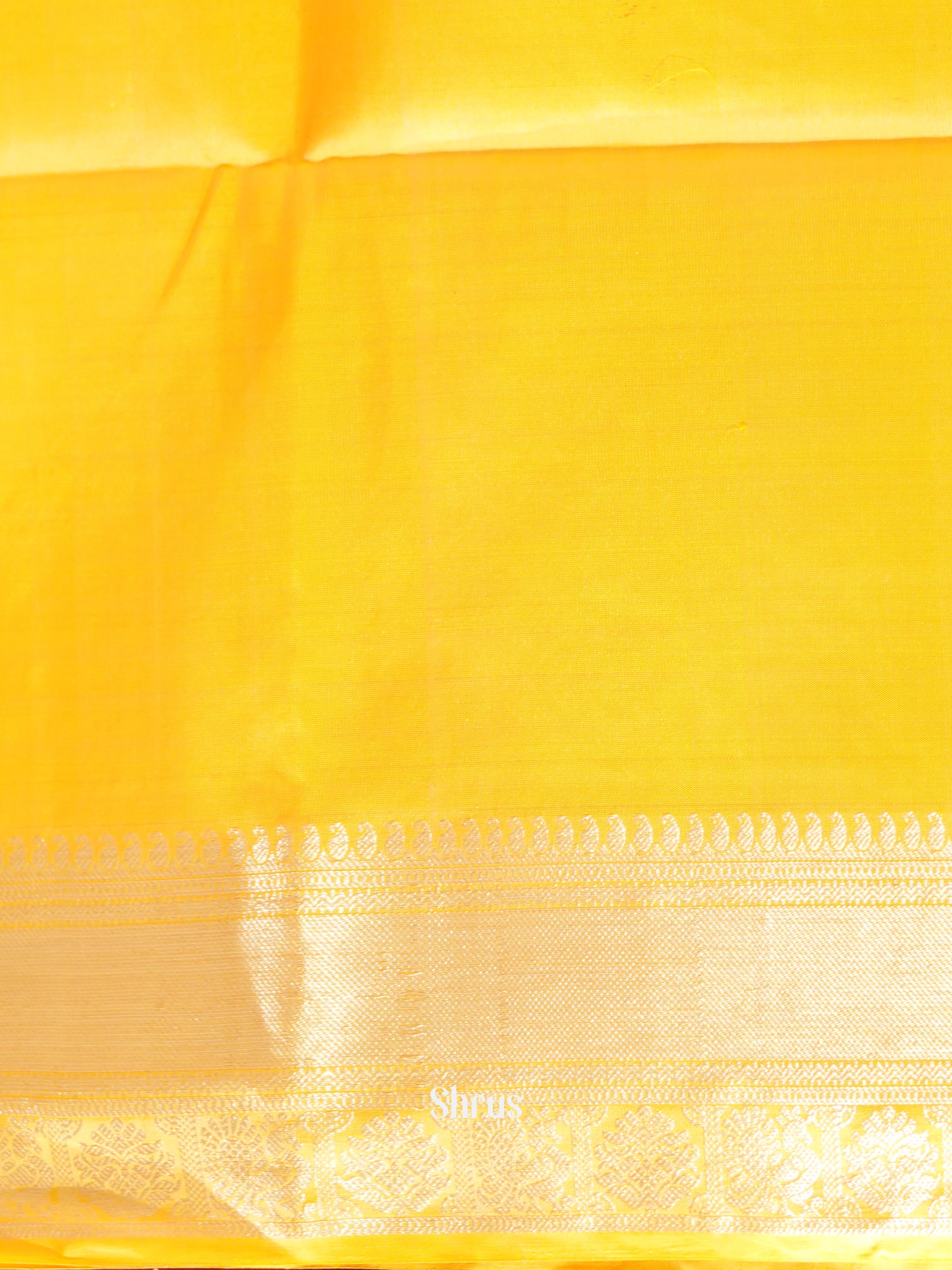Yellow(Single Tone) - Kanchi Border Soft Silk Saree - Shop on ShrusEternity.com