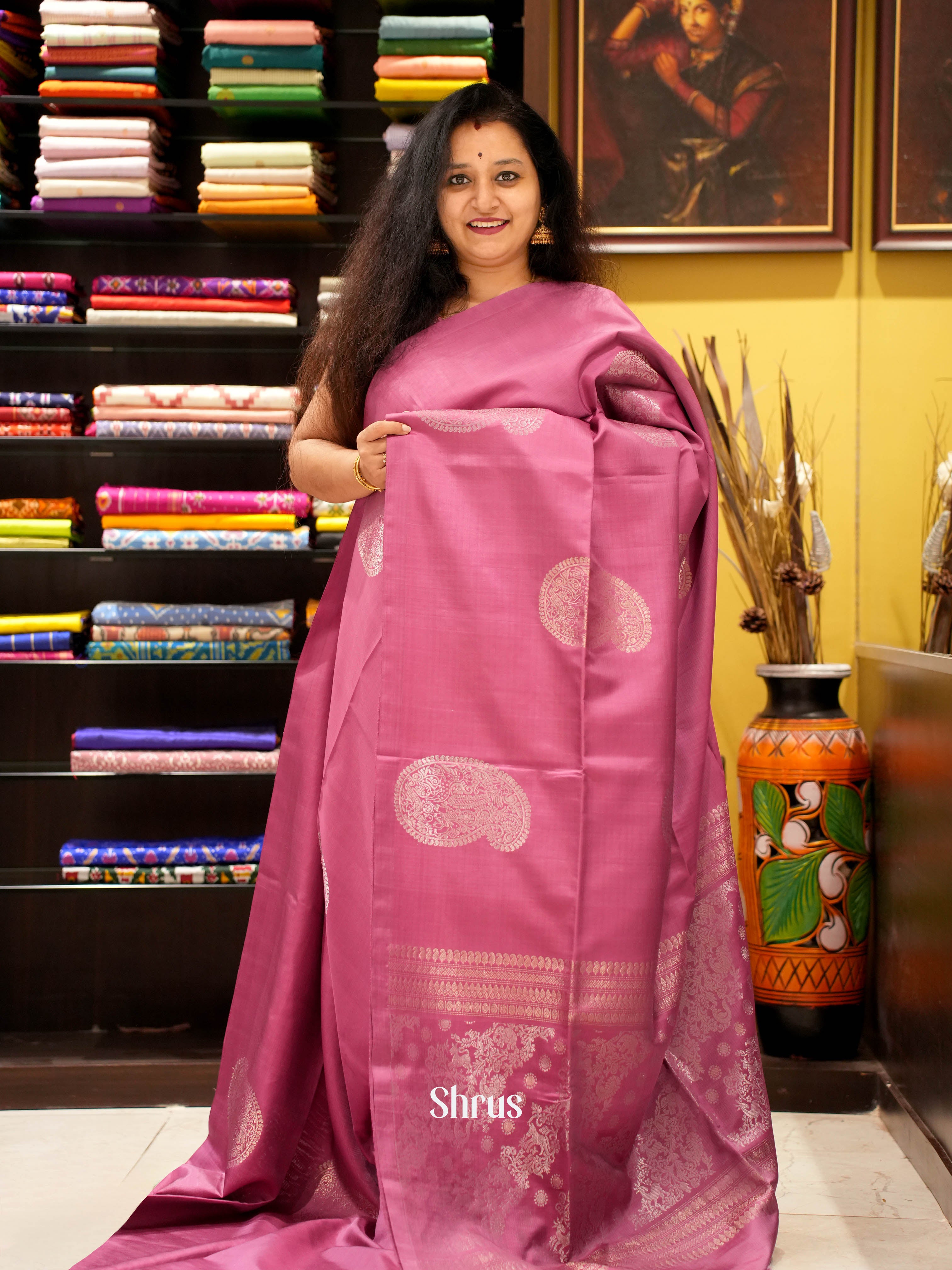 Onion Pink (Single Tone) - Soft Silk Saree - Shop on ShrusEternity.com