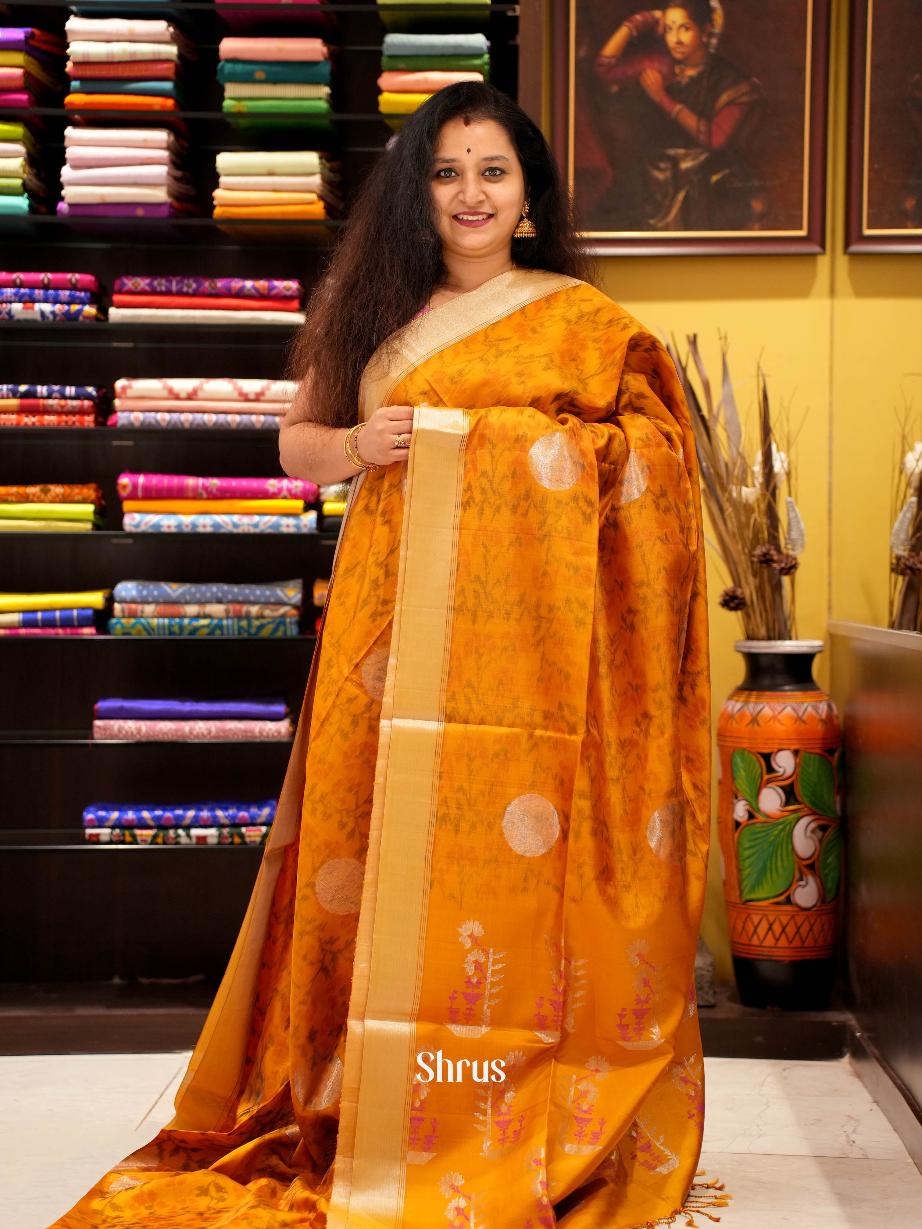 Orange - Soft Silk Saree - Shop on ShrusEternity.com