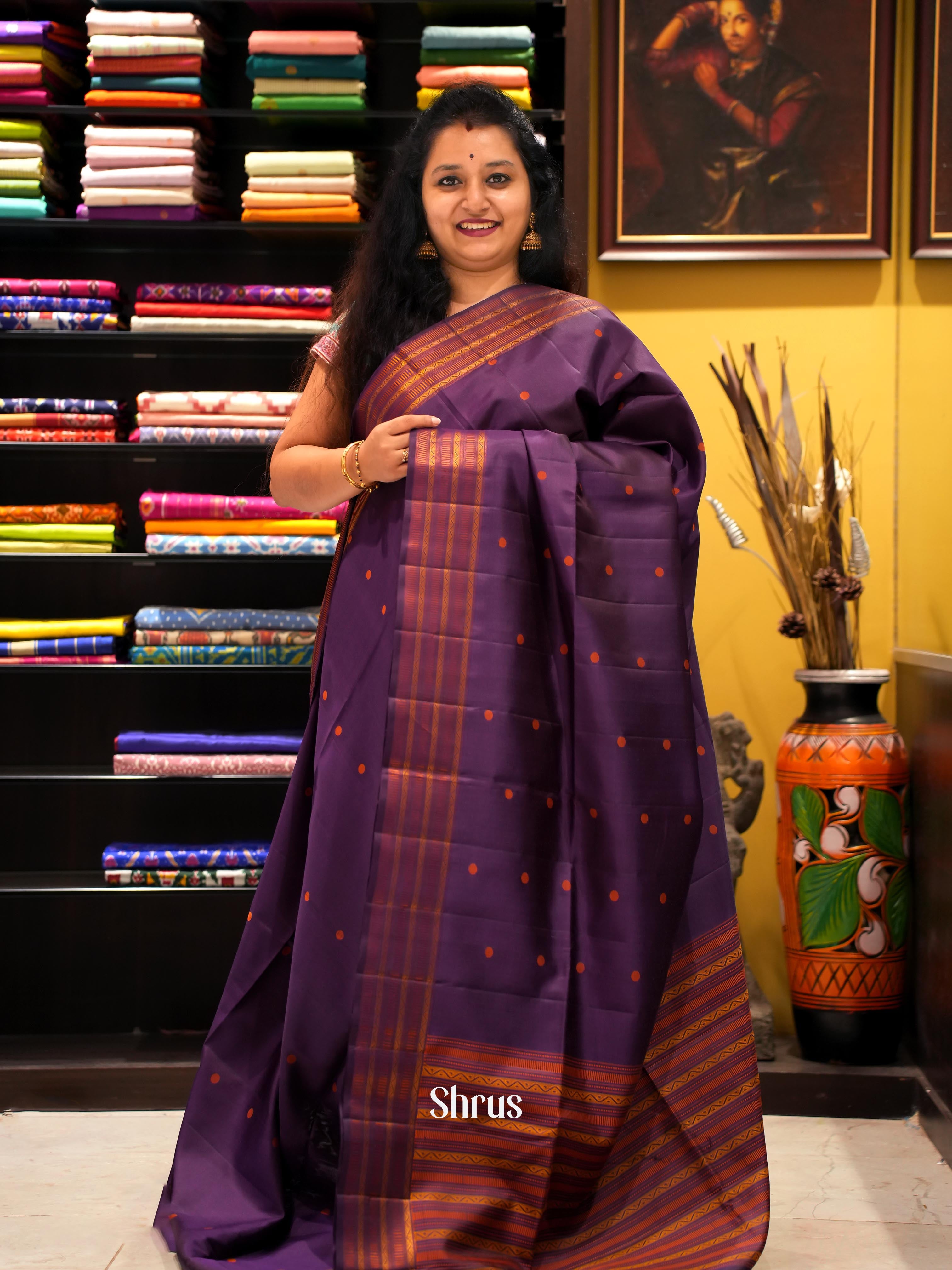 Purple (Single Tone) - Soft Silk Saree - Shop on ShrusEternity.com