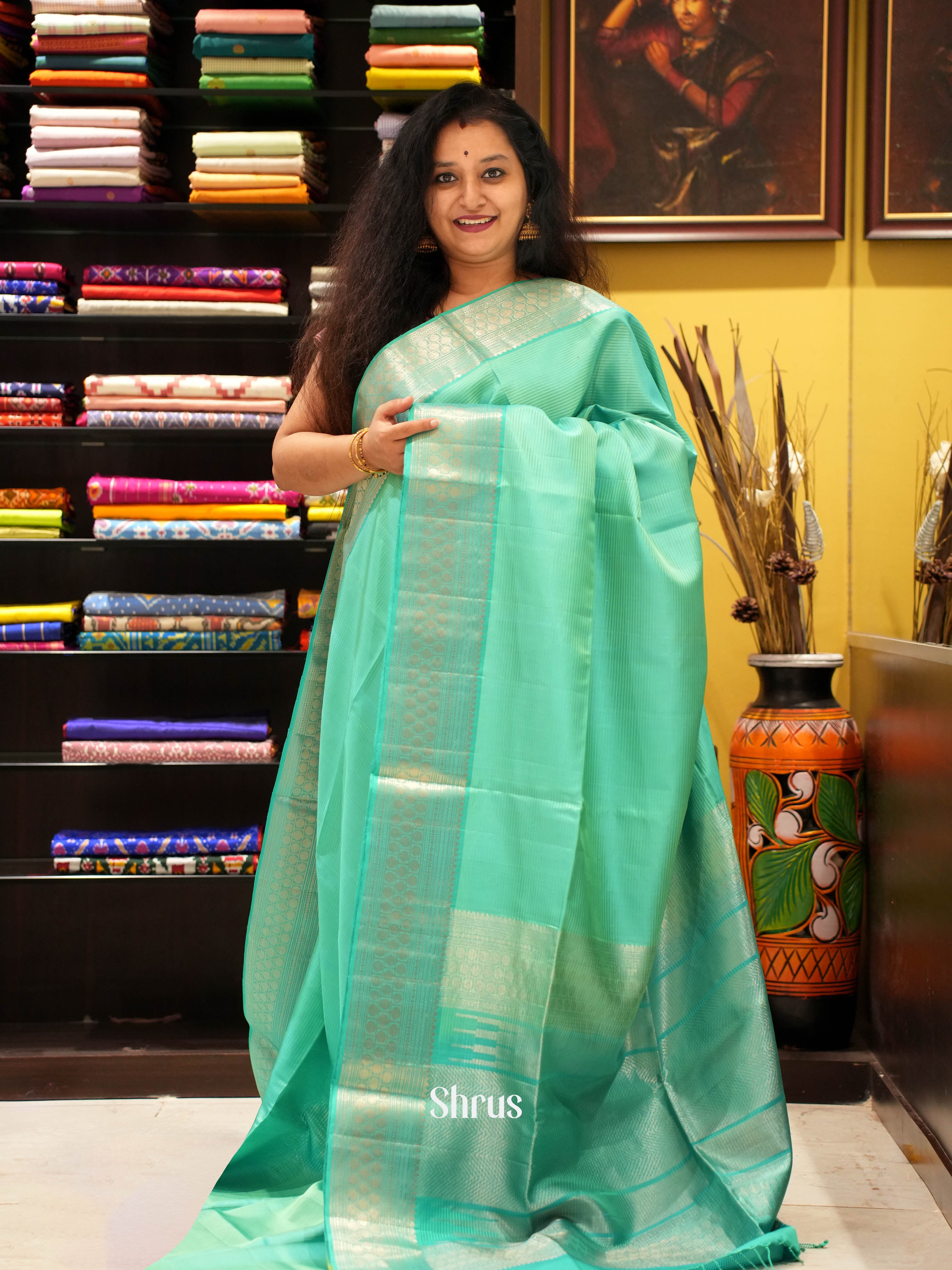 Pastel Green(Single Tone) - Soft Silk Saree - Shop on ShrusEternity.com
