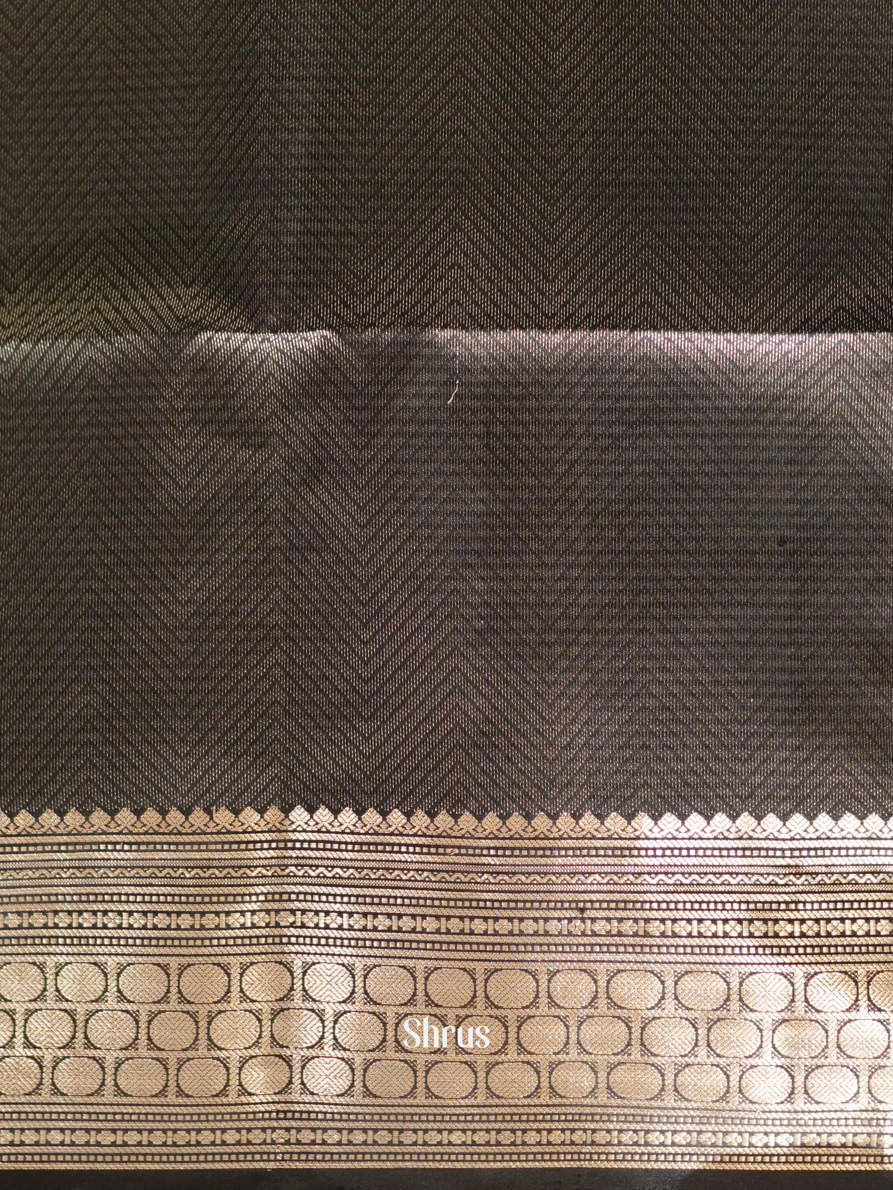 Grey & Black - Kanchi Border Soft Silk Saree - Shop on ShrusEternity.com