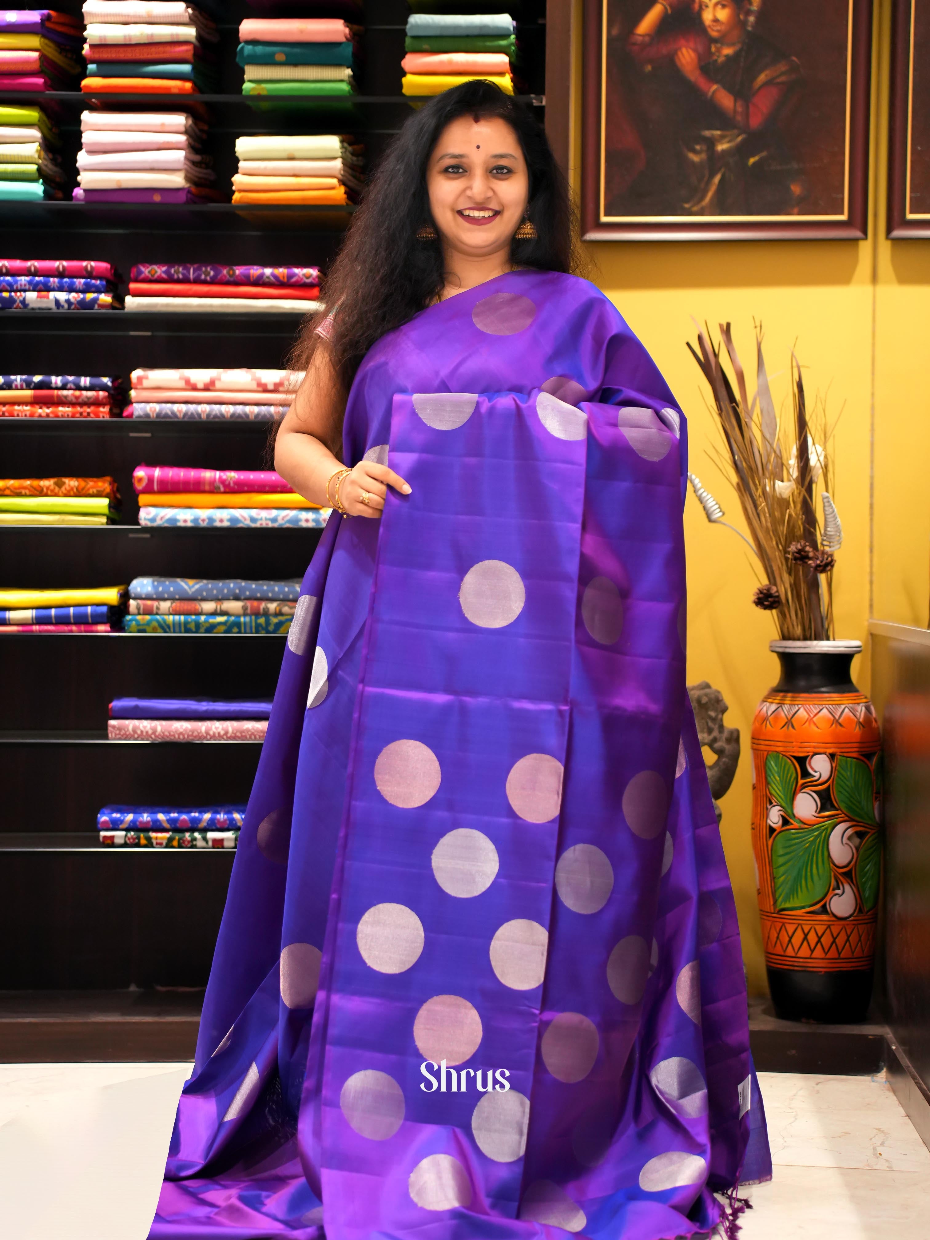 Violet(Single Tone) - Soft Silk Saree - Shop on ShrusEternity.com