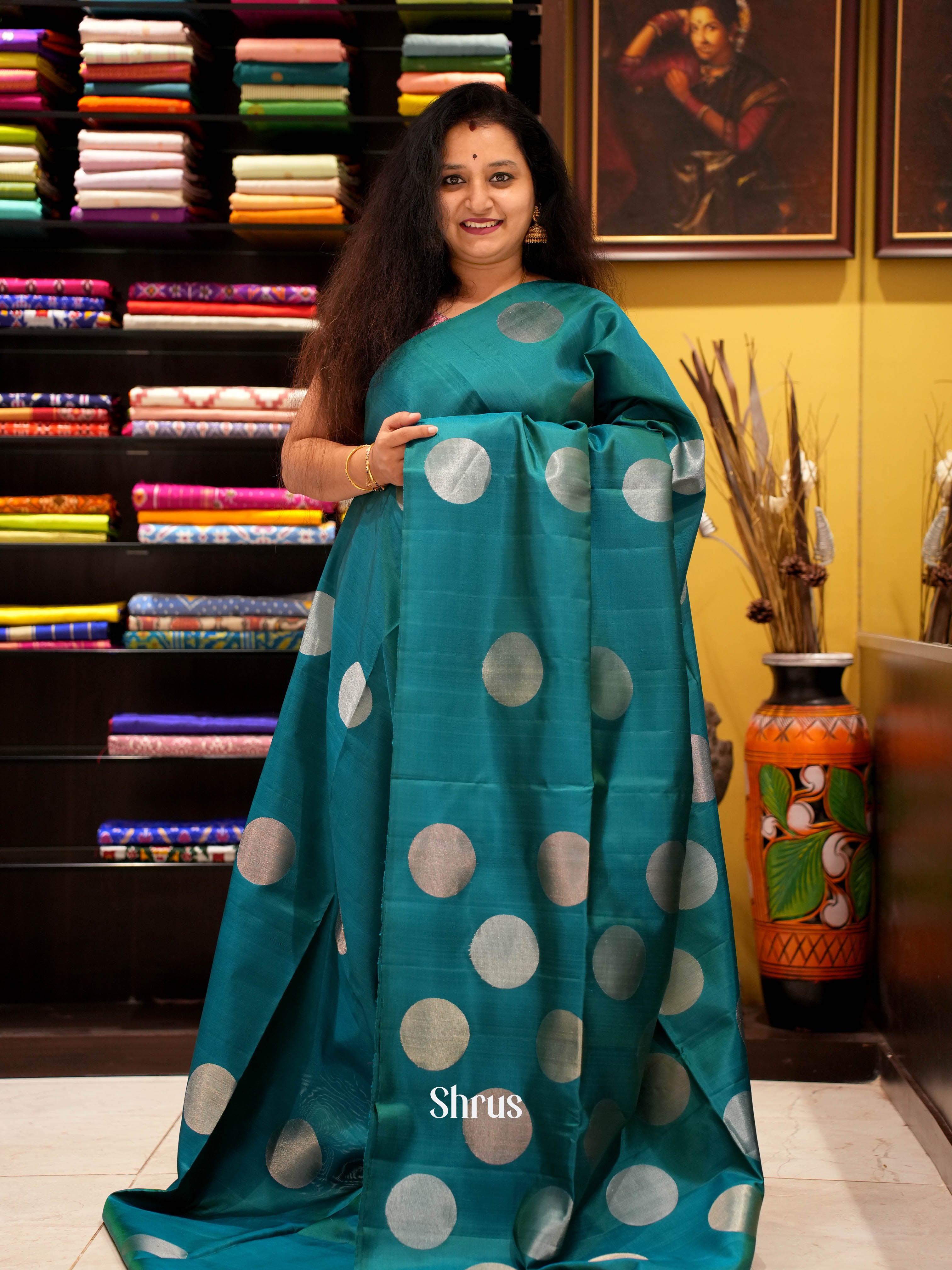 Blue(Single Tone) - Soft Silk Saree - Shop on ShrusEternity.com