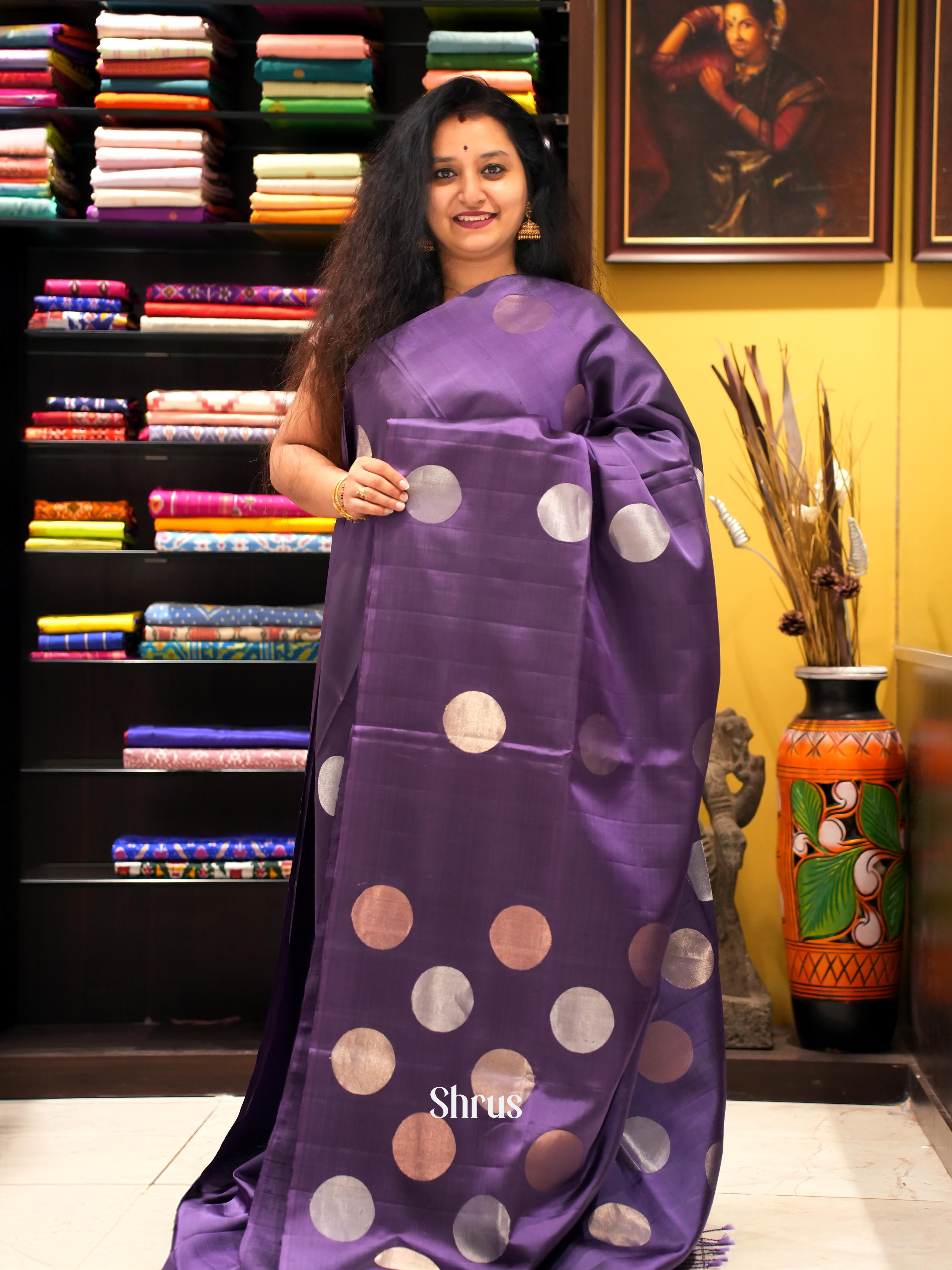 Violet (Single Tone) - Soft Silk Saree - Shop on ShrusEternity.com