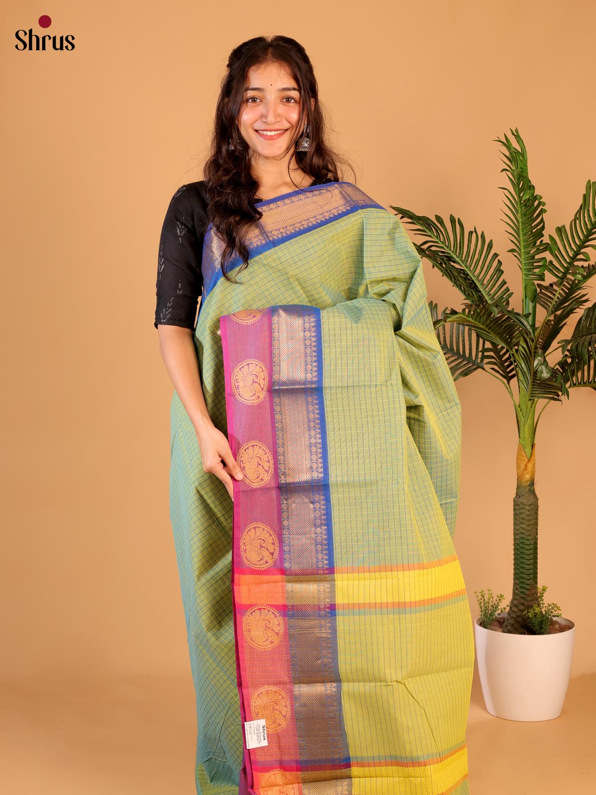 Green & Blue - Chettinad Cotton Saree - Shop on ShrusEternity.com