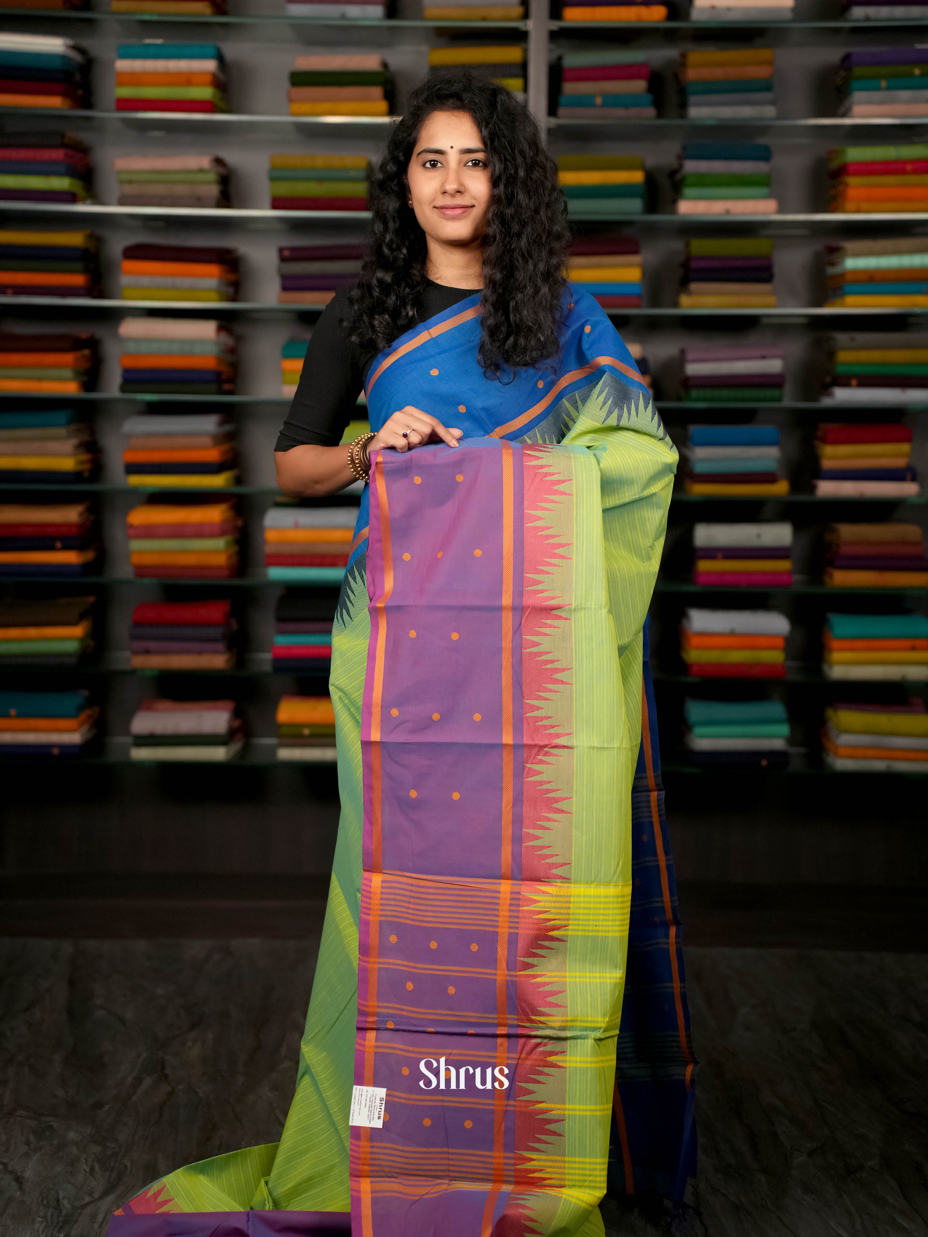 Green & Purple - Chettinad Cotton Saree - Shop on ShrusEternity.com