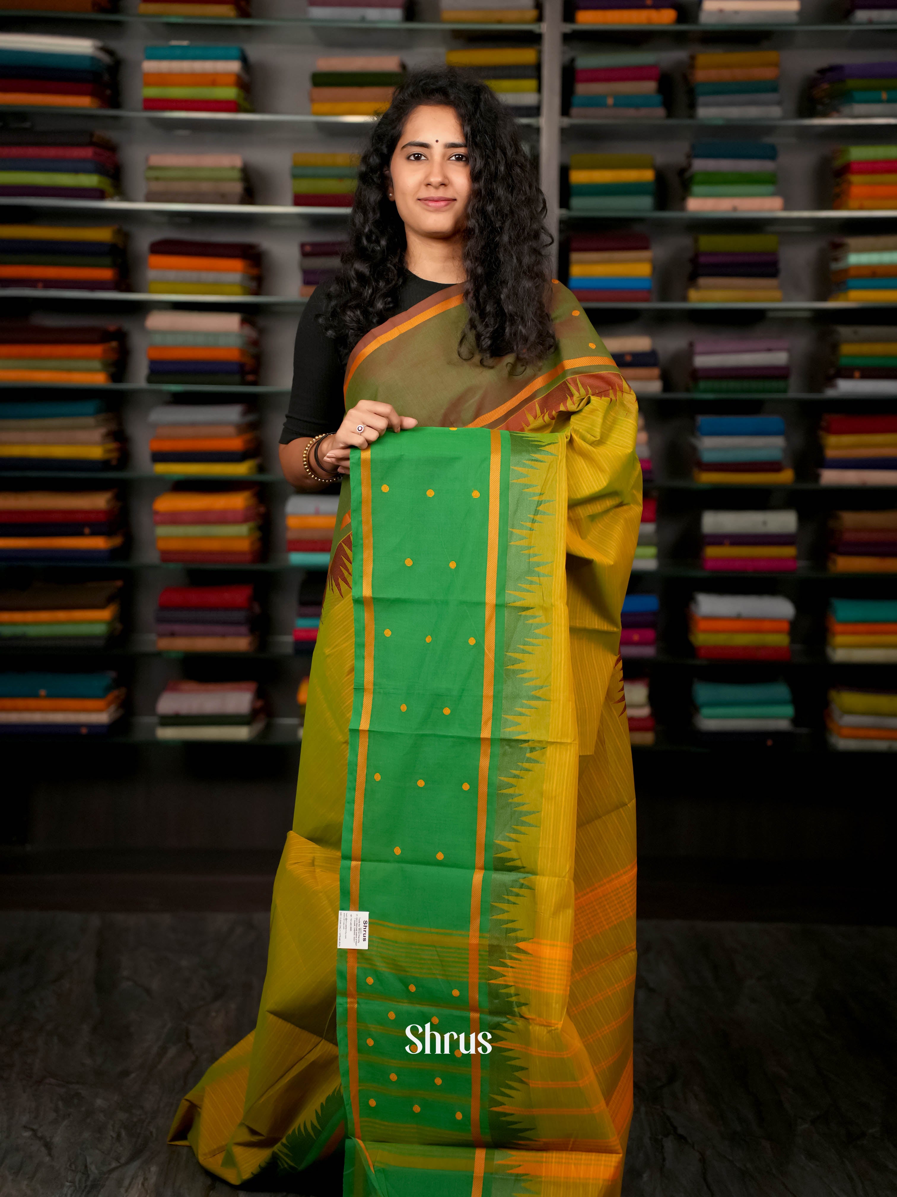 Mathulir Green & Green - Chettinad Cotton Saree - Shop on ShrusEternity.com