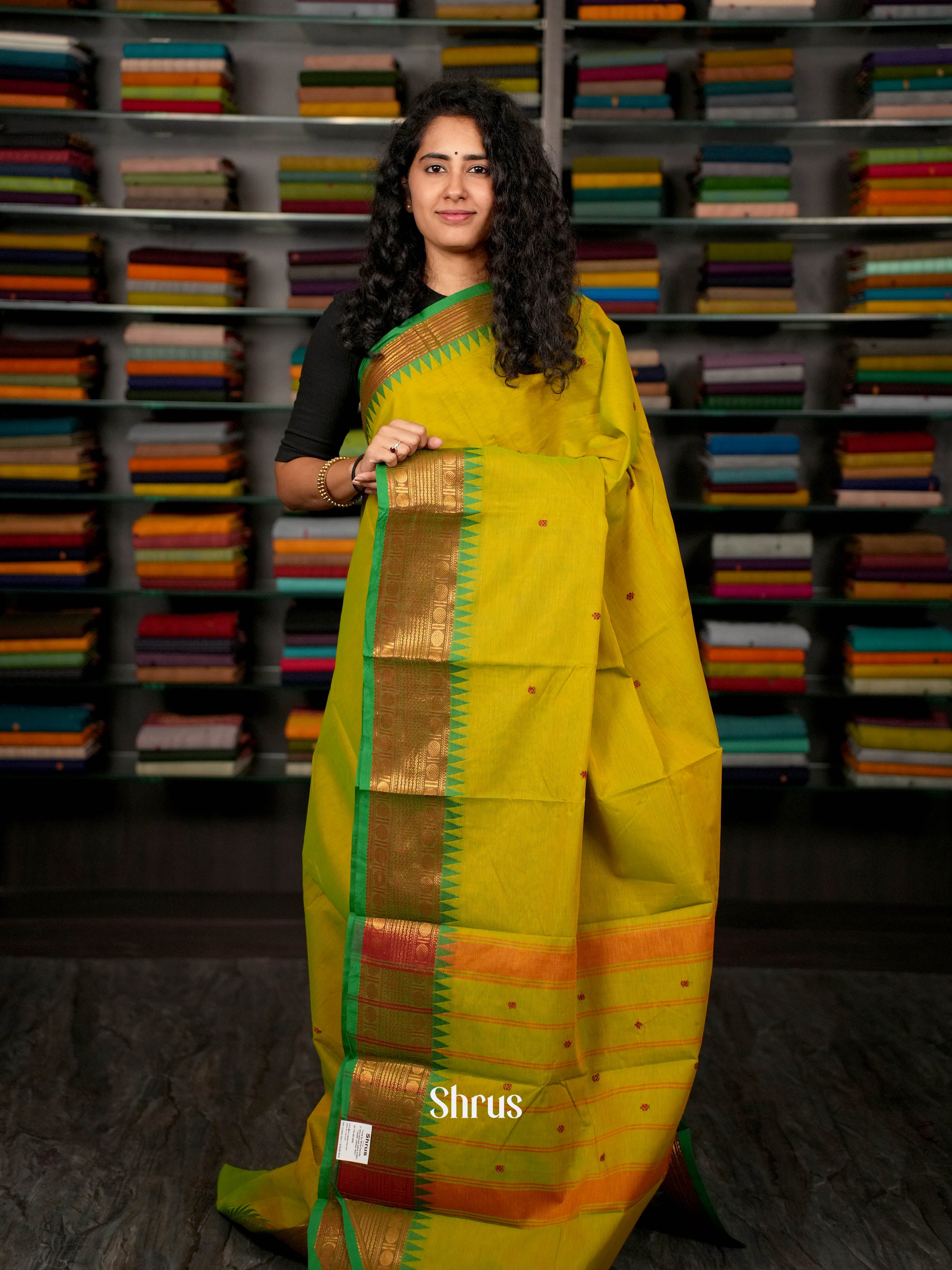 Mathulir Green & Green- Chettinad Cotton Saree - Shop on ShrusEternity.com