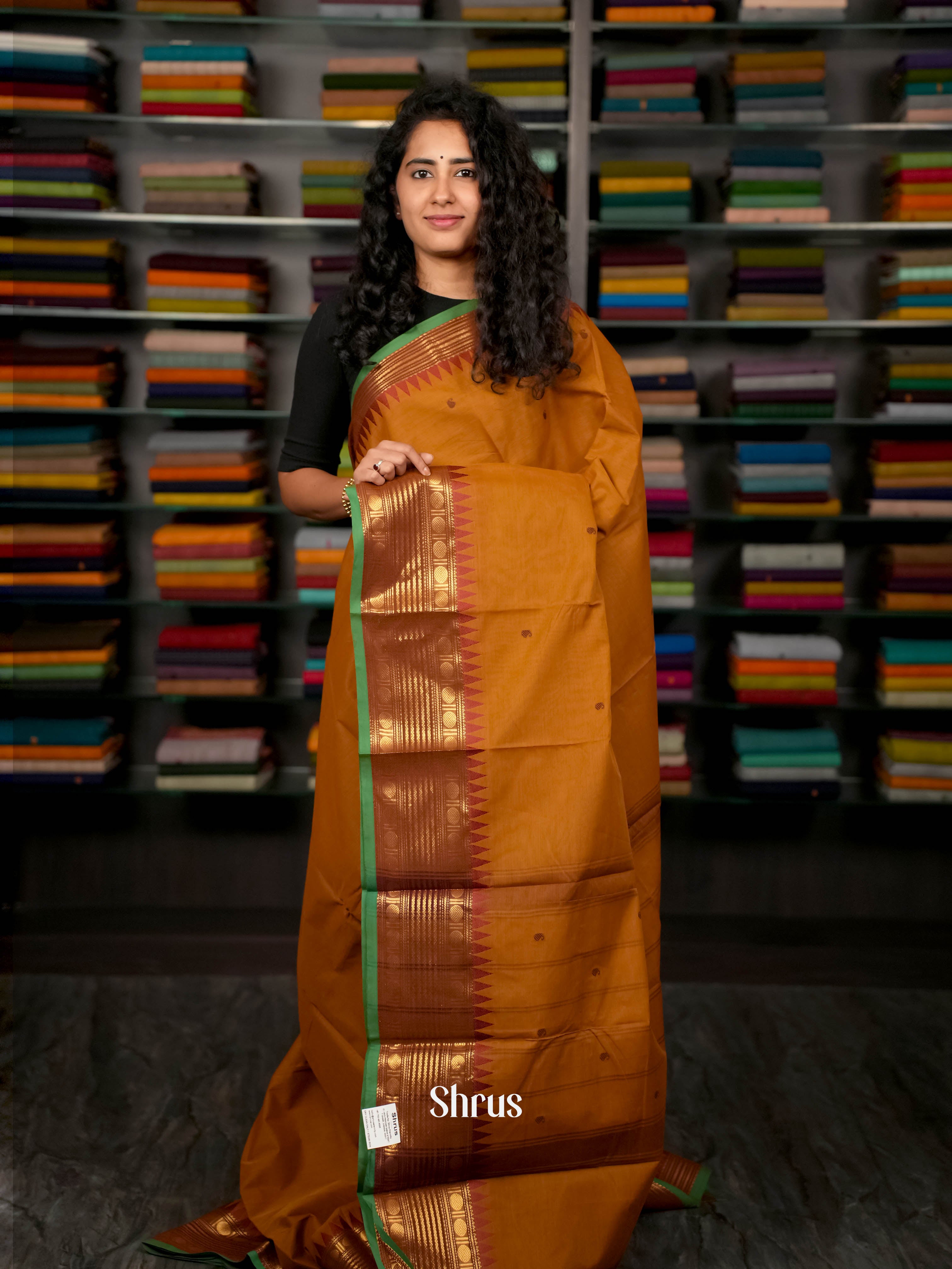 Brick & Green - Chettinad Cotton Saree - Shop on ShrusEternity.com