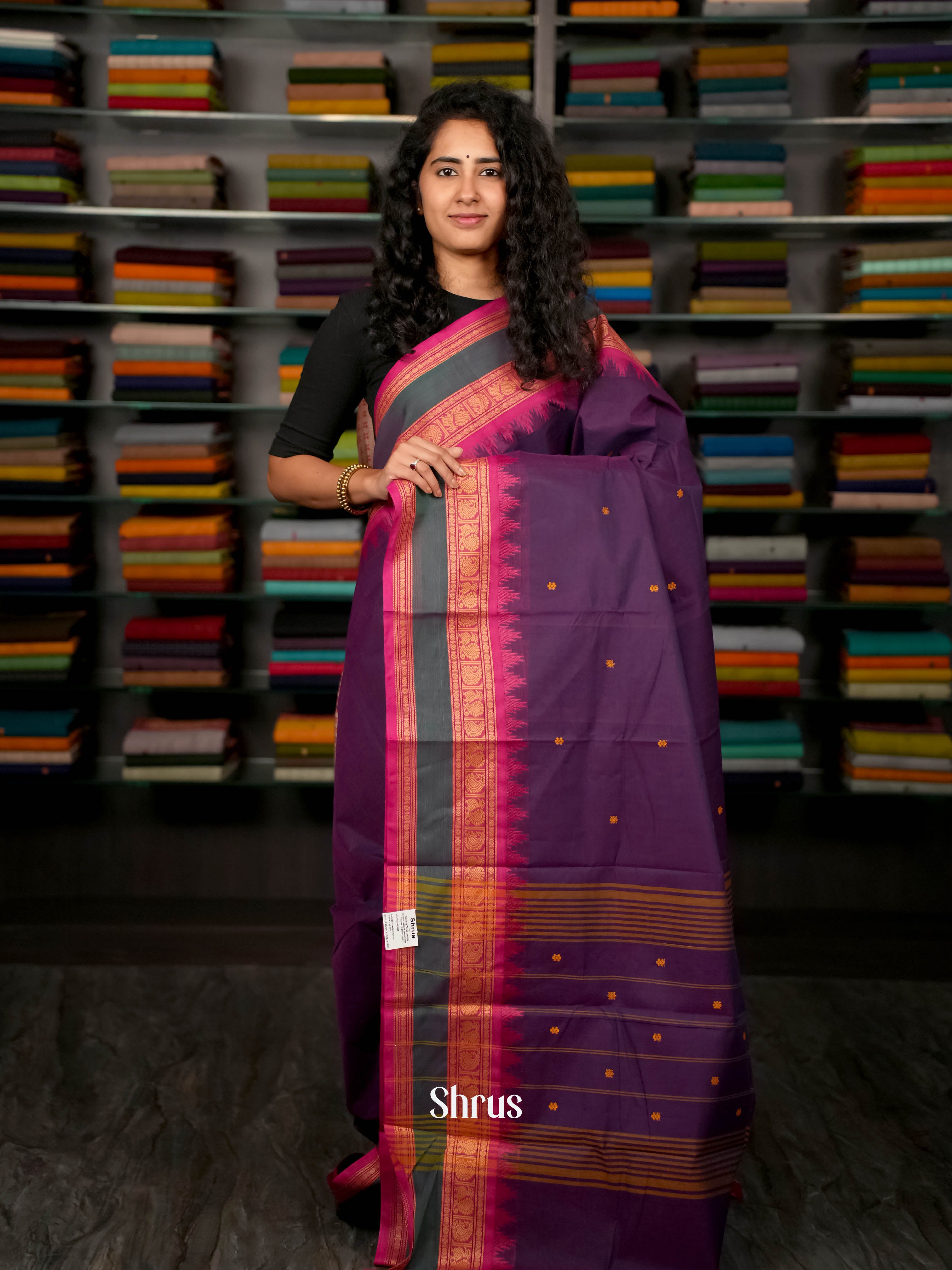 Purple & Pink - Chettinad Cotton Saree - Shop on ShrusEternity.com