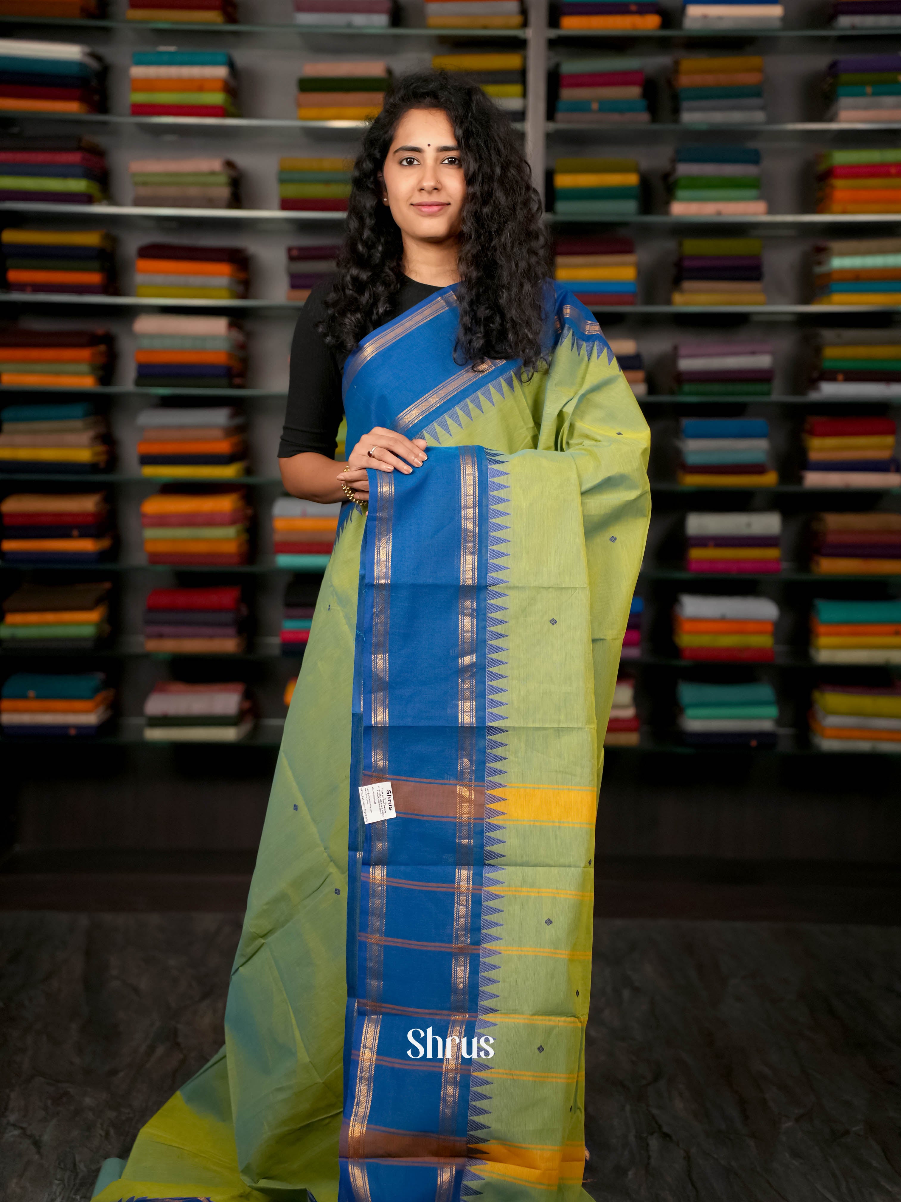 Green & Blue - Chettinad Cotton Saree - Shop on ShrusEternity.com