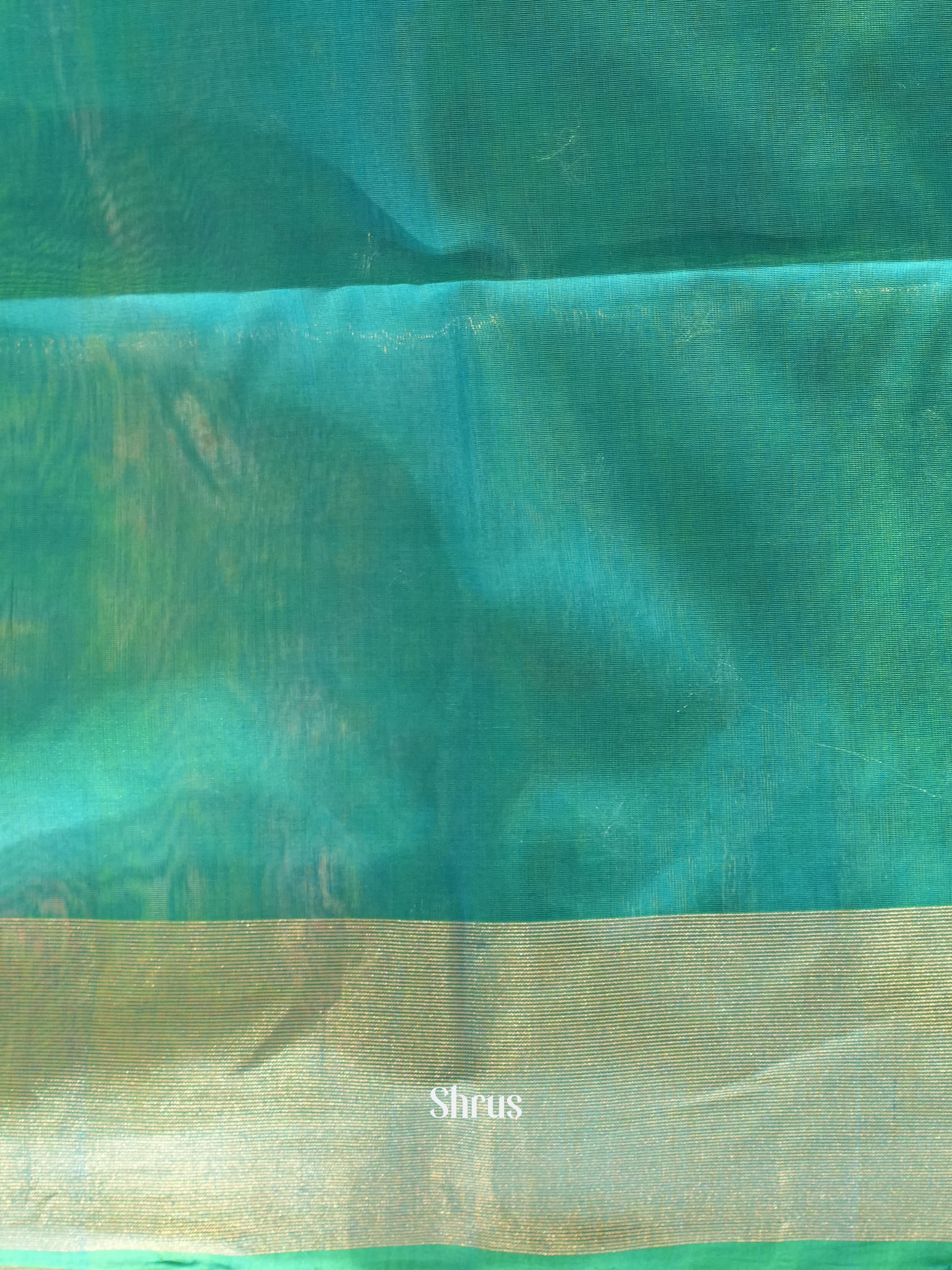 Brown & Teal - Silk cotton Saree - Shop on ShrusEternity.com