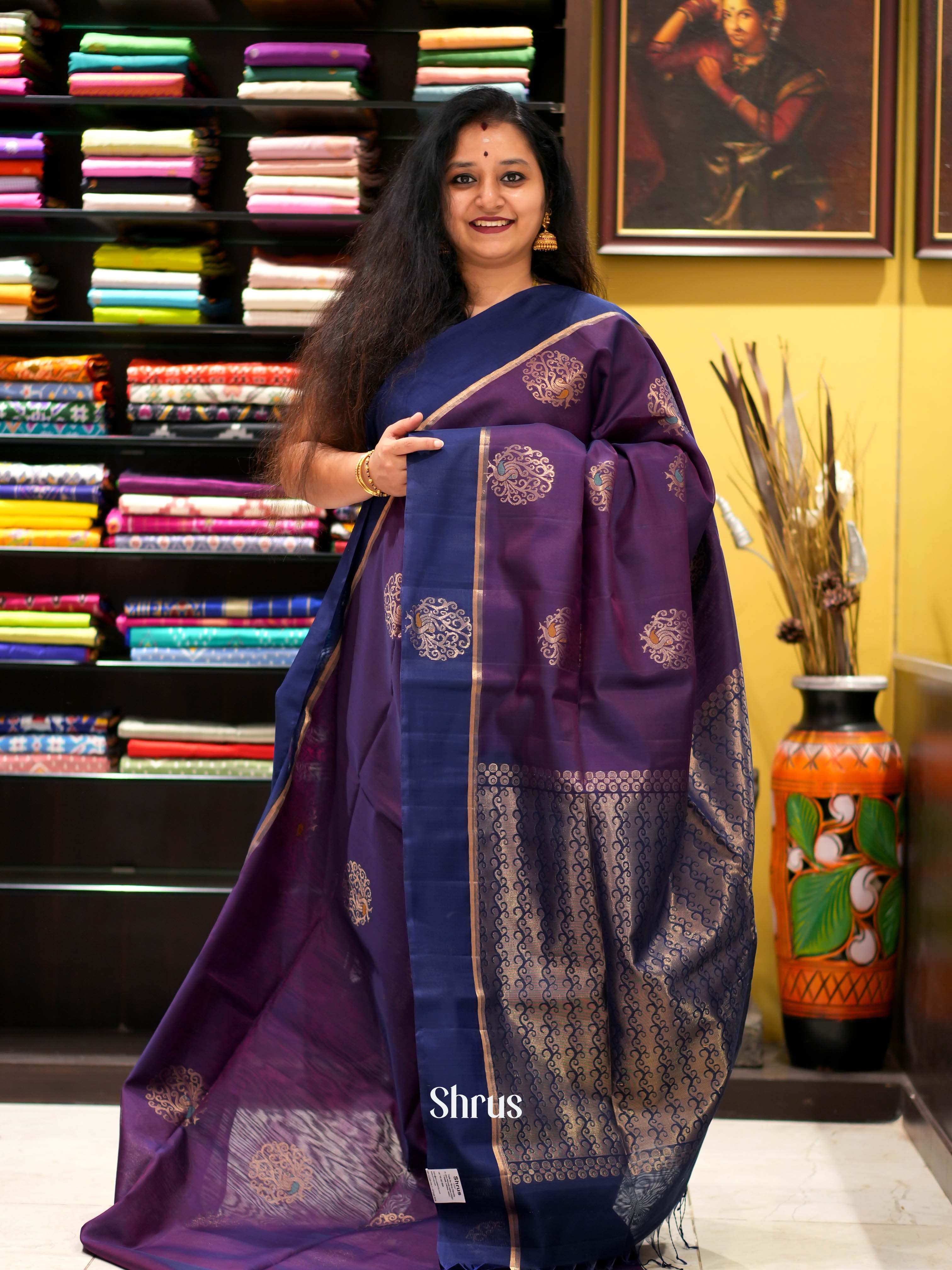 CHS09300 - Silk Cotton Saree - Shop on ShrusEternity.com
