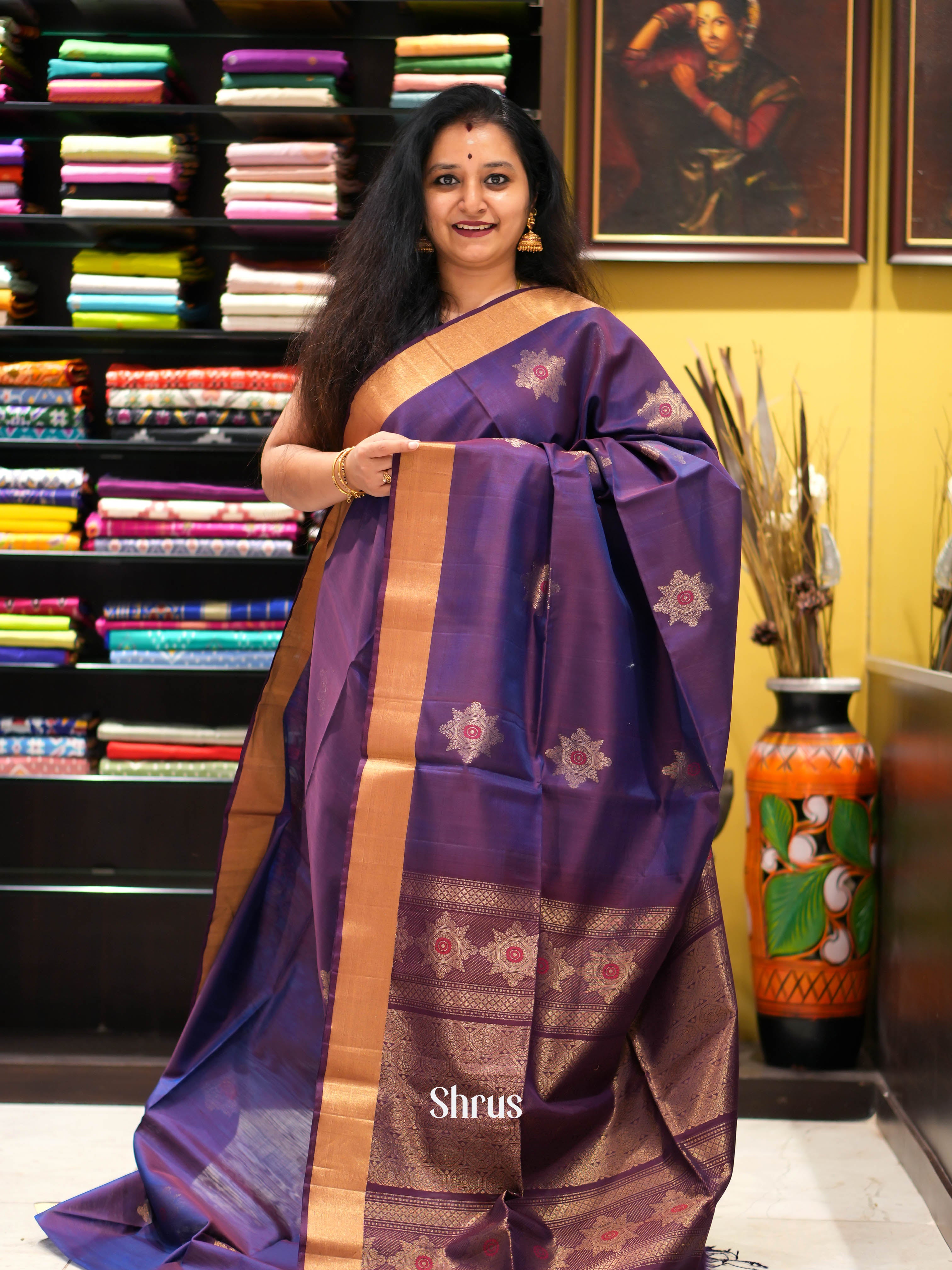 Violet - Silk Cotton Saree - Shop on ShrusEternity.com