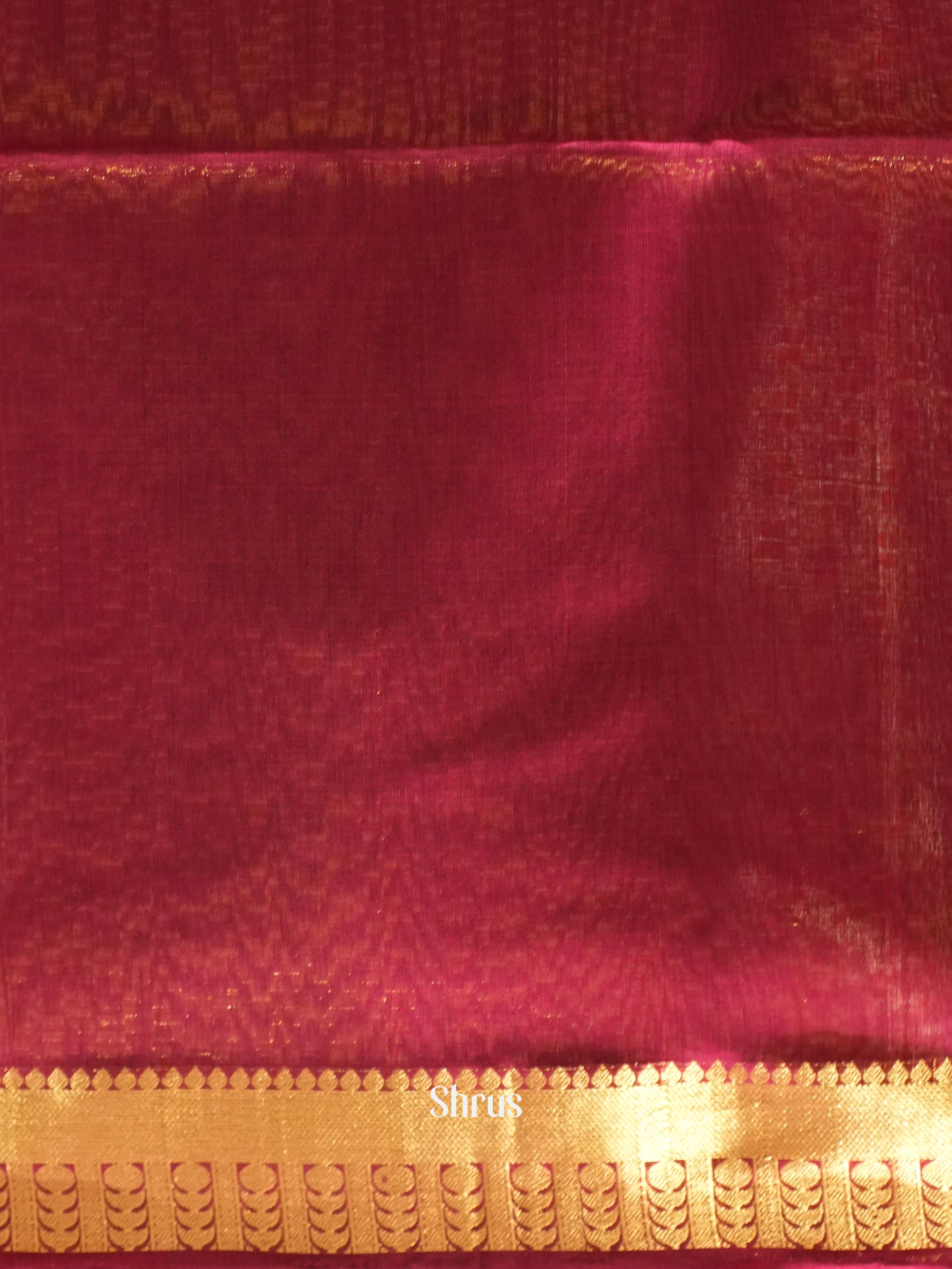 Beige & Maroon - Silk cotton Saree - Shop on ShrusEternity.com