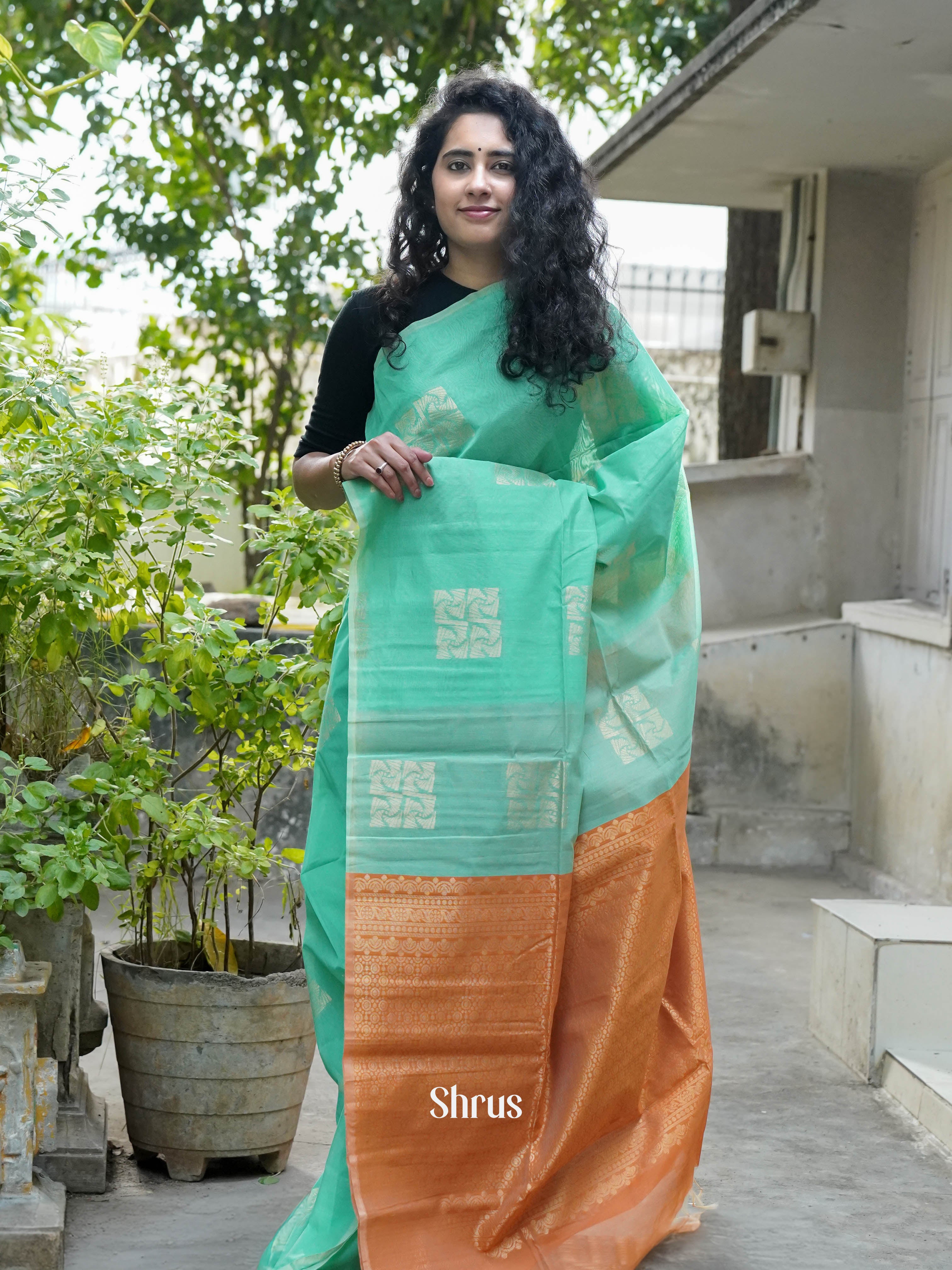 Greenish Blue & Copper Brown - Semi Silkcotton - Shop on ShrusEternity.com