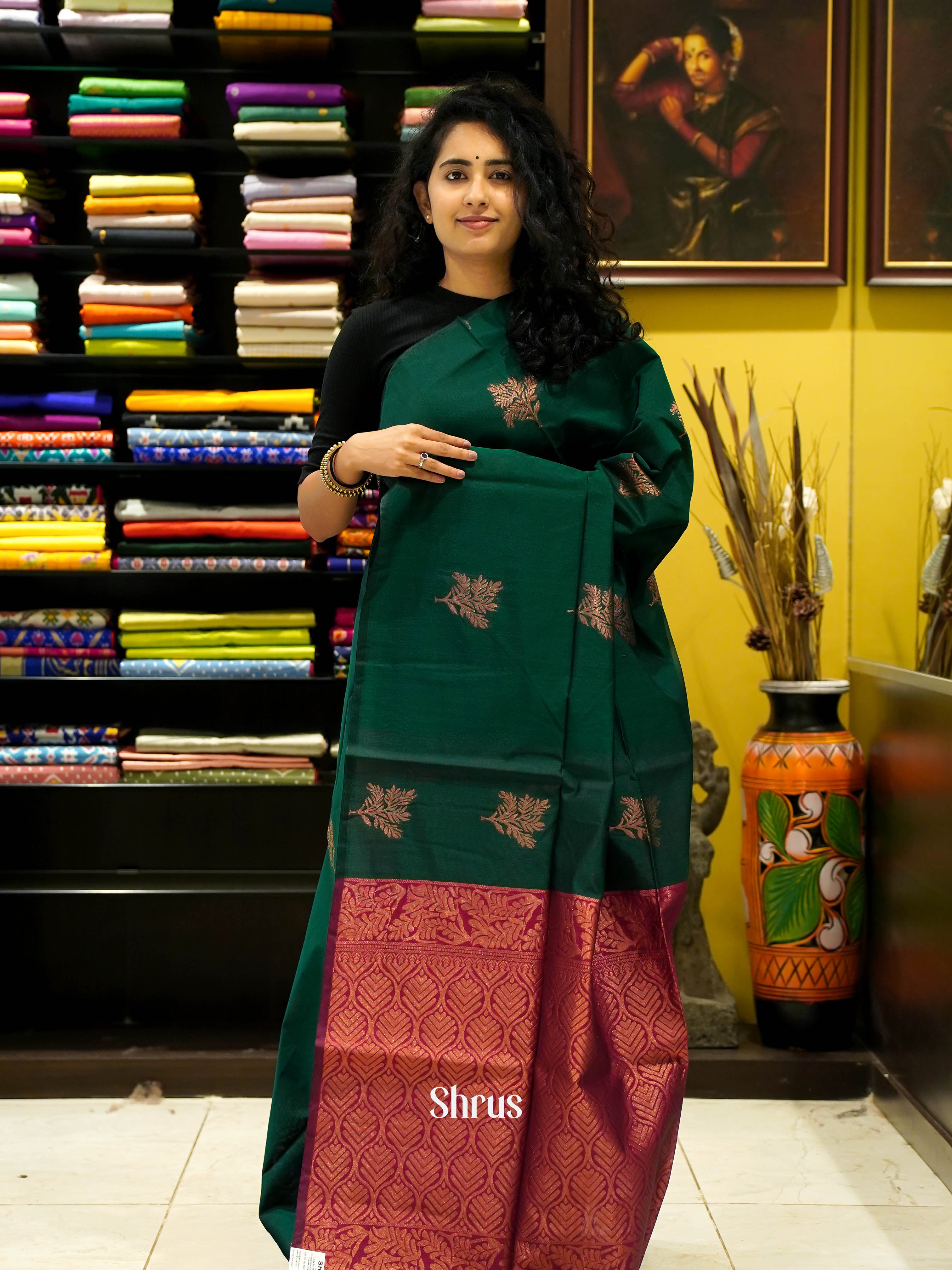 CHS10043 - Semi Silkcotton saree - Shop on ShrusEternity.com