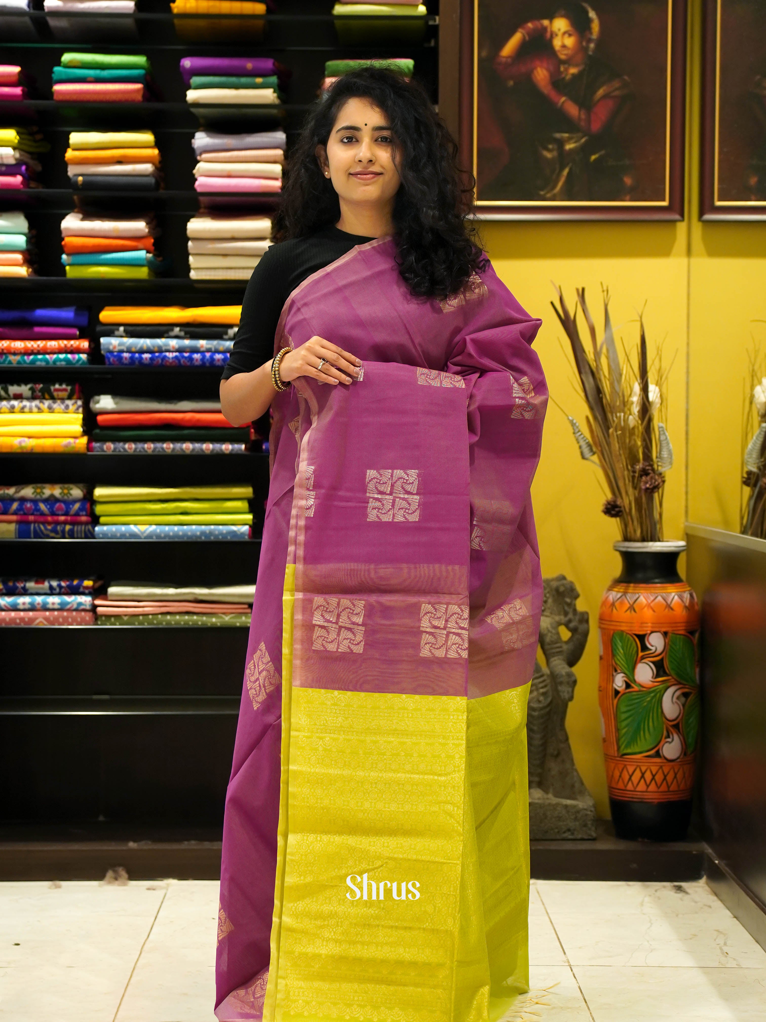CHS10052 - Semi Silkcotton saree - Shop on ShrusEternity.com
