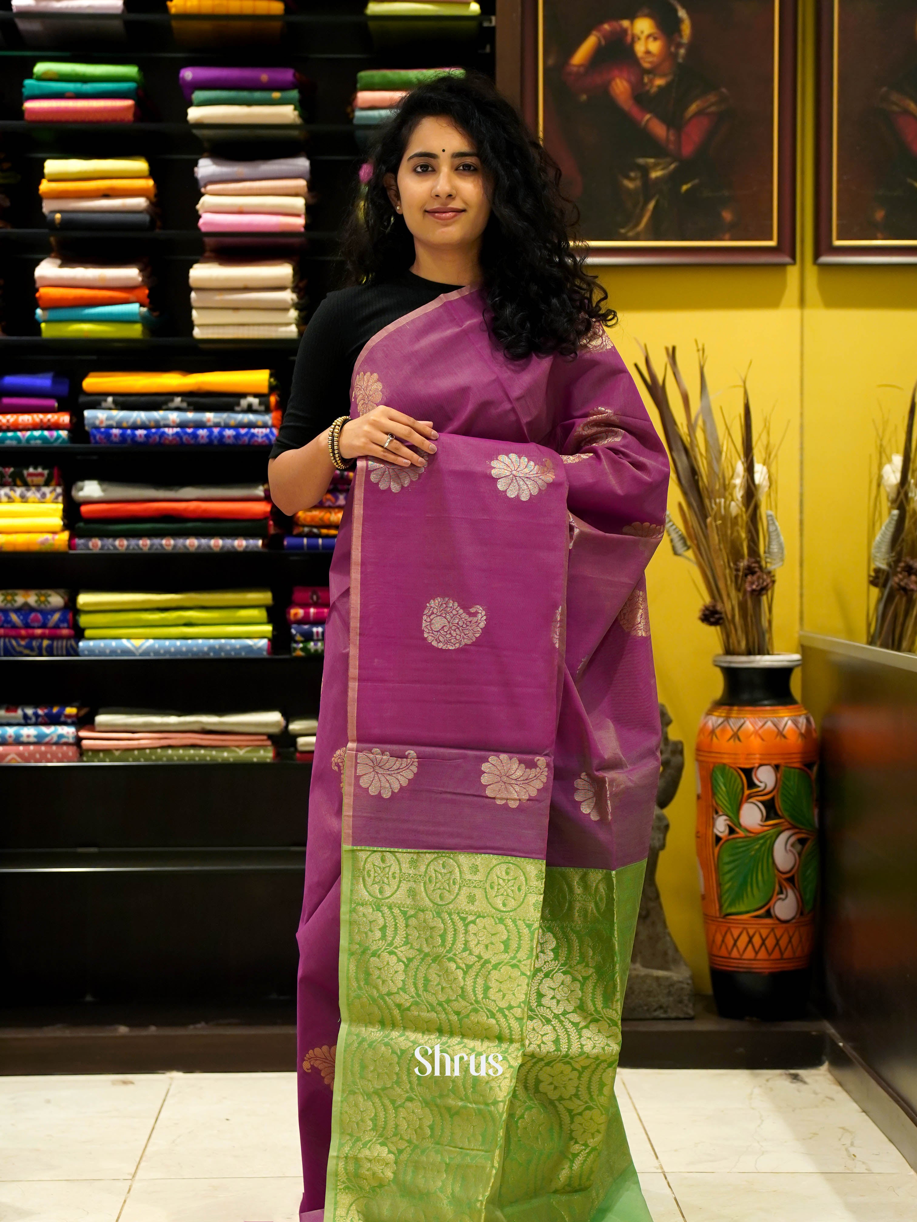 CHS10116 - Semi Silkcotton saree - Shop on ShrusEternity.com