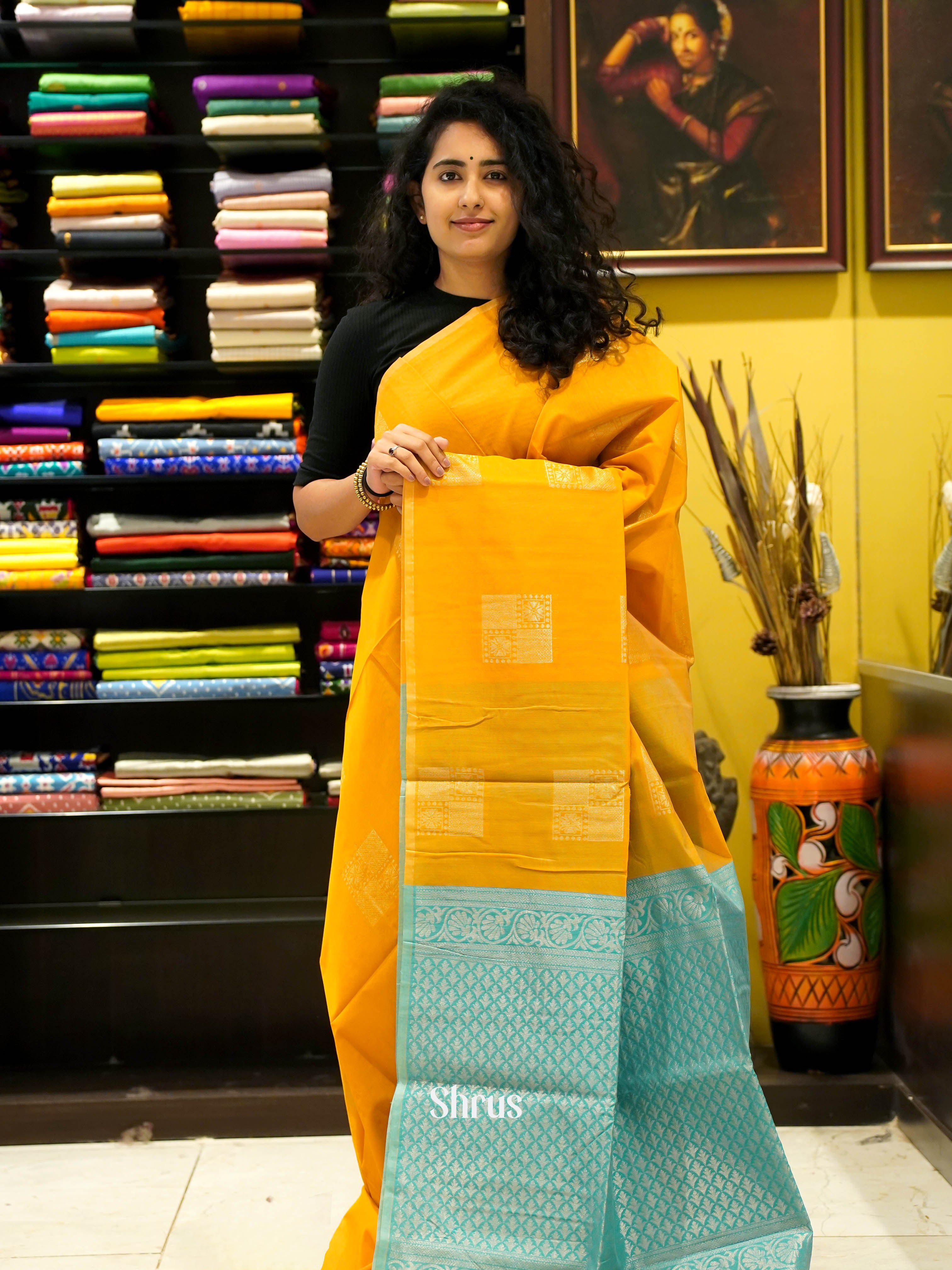 CHS10126 - Semi Silkcotton Saree - Shop on ShrusEternity.com