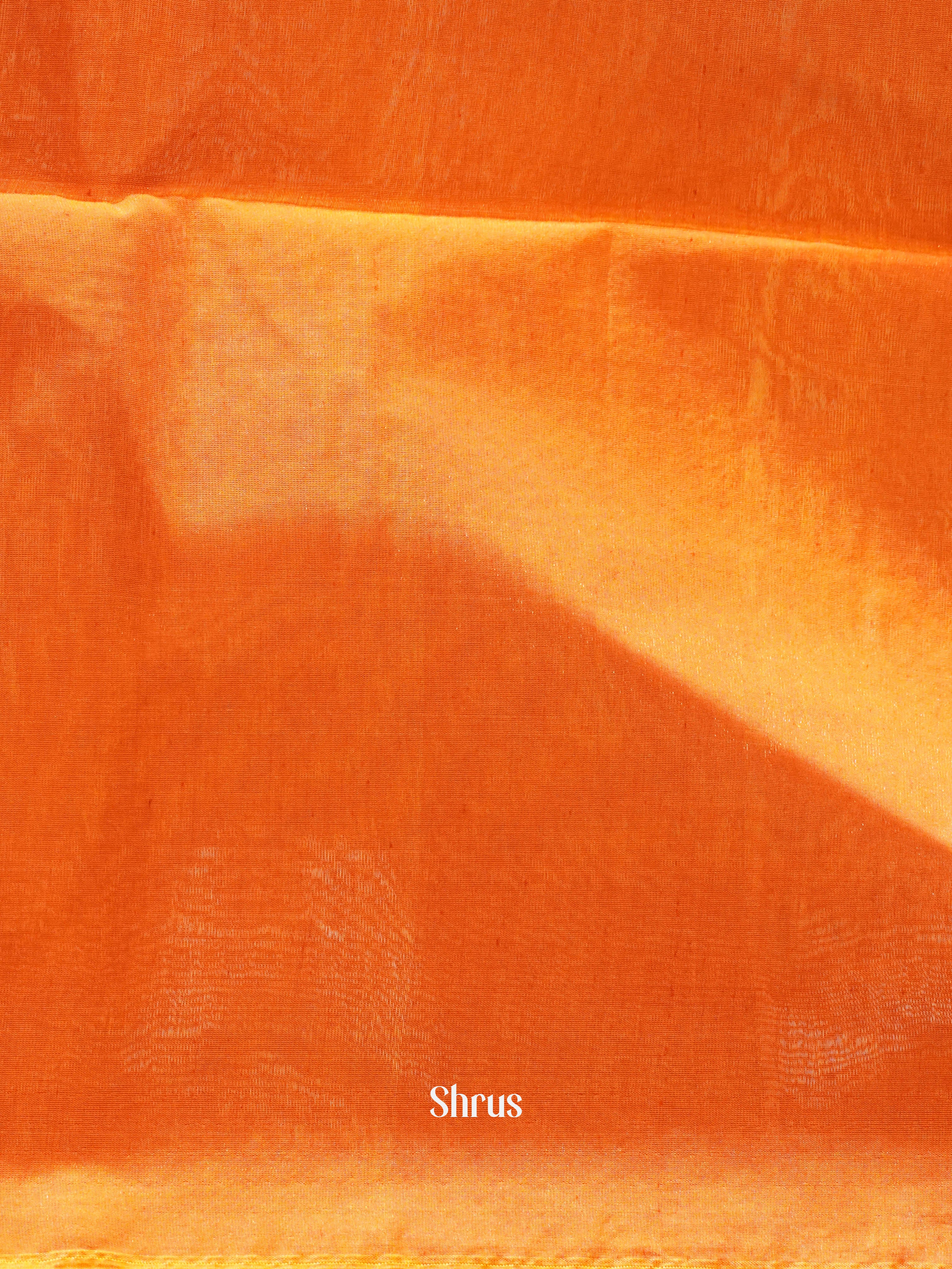 Green & Orange - Semi Silkcotton Saree - Shop on ShrusEternity.com
