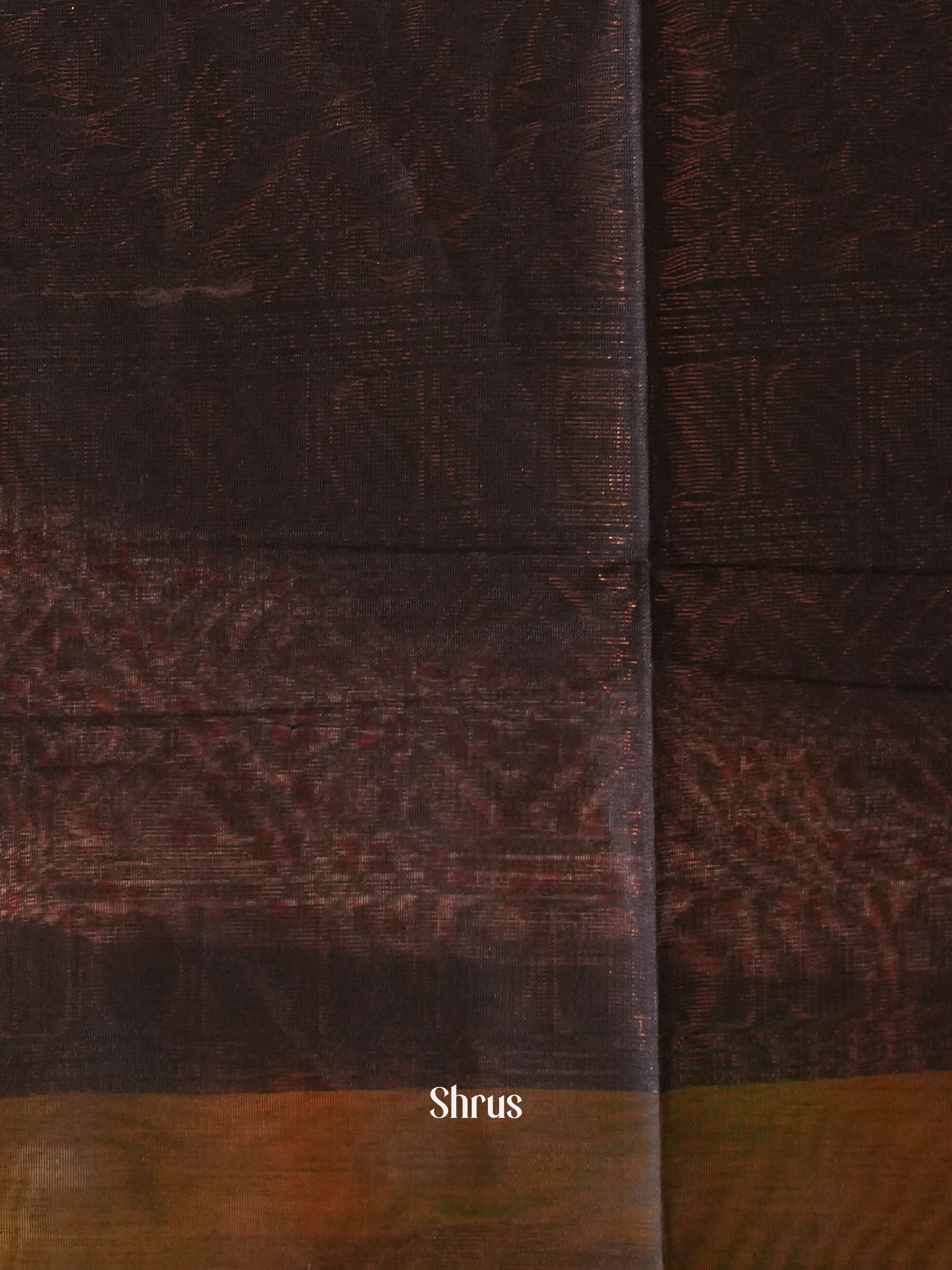 Mustardy Green & Black - Semi Silkcotton Saree - Shop on ShrusEternity.com