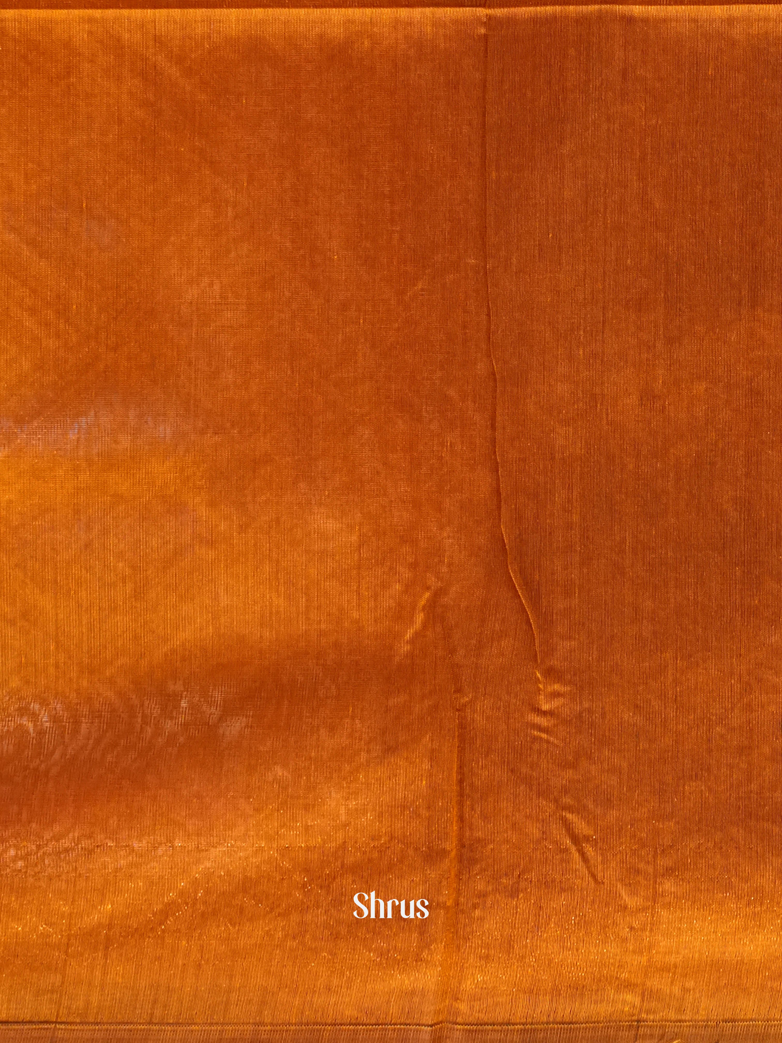 Green & Brick Orange - Semi Silkcotton Saree - Shop on ShrusEternity.com