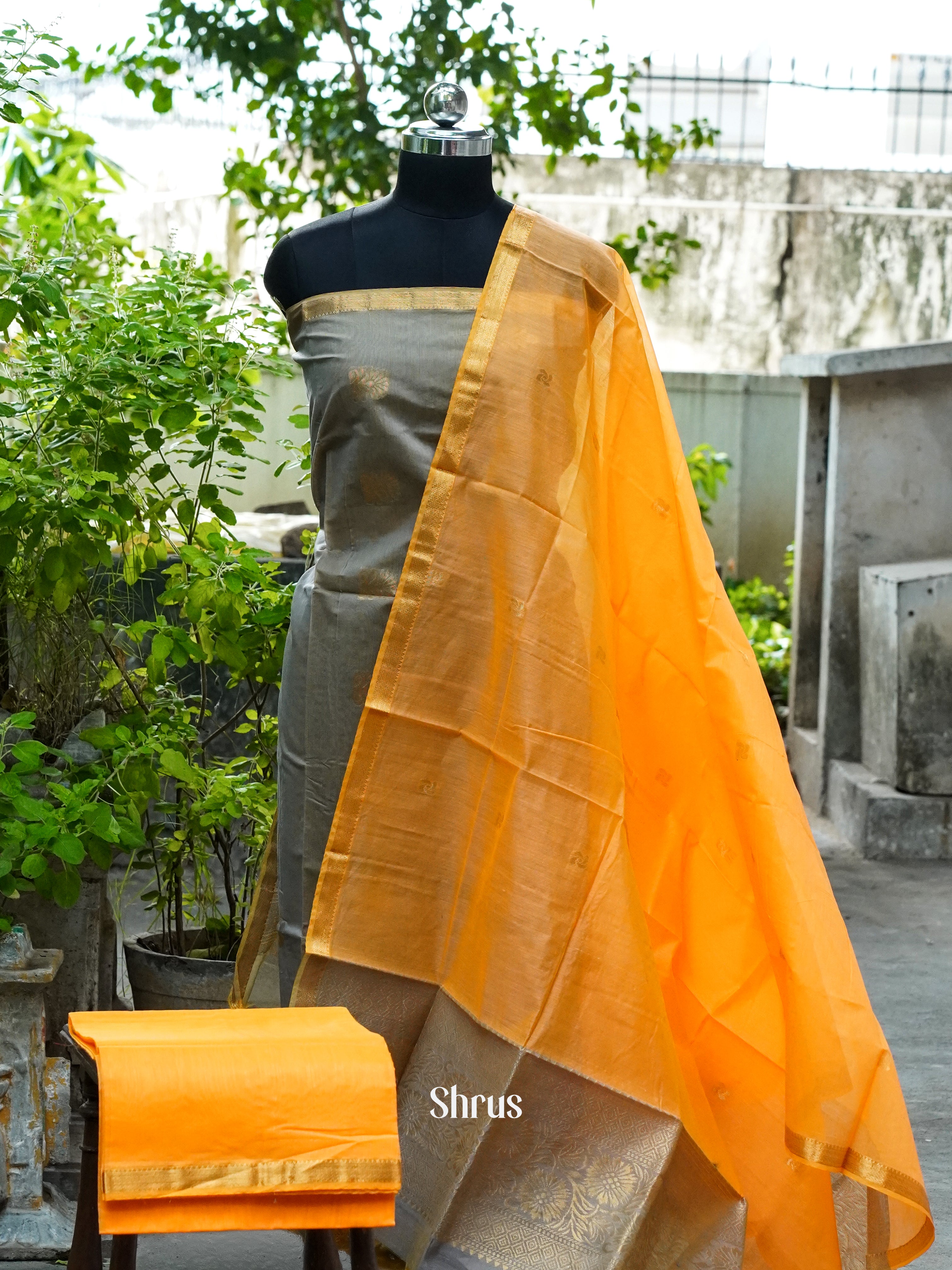 Grey & Mustard - Semi silkcotton salwar - Shop on ShrusEternity.com