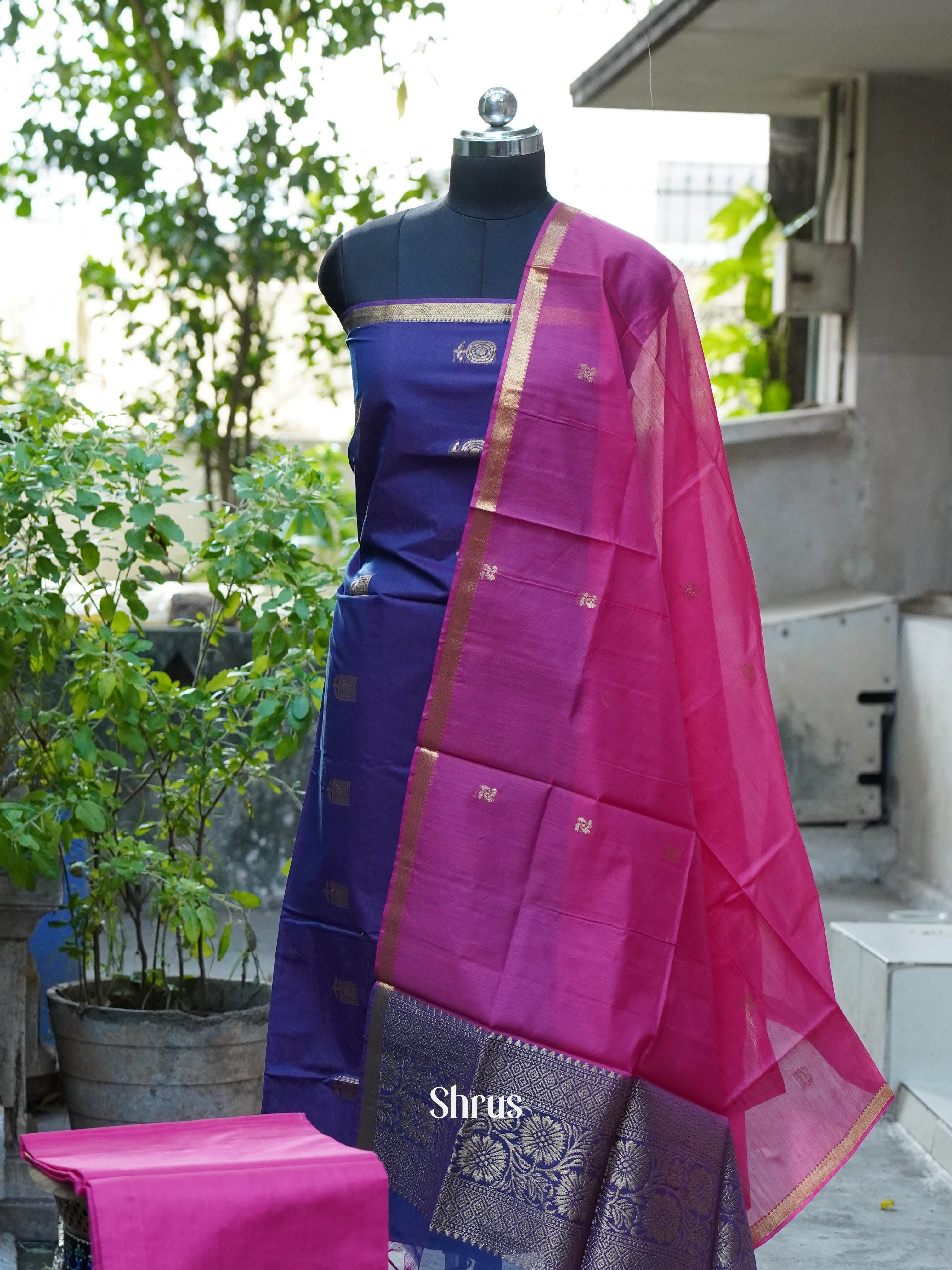 CHS10196 - Semi silkcotton salwar - Shop on ShrusEternity.com