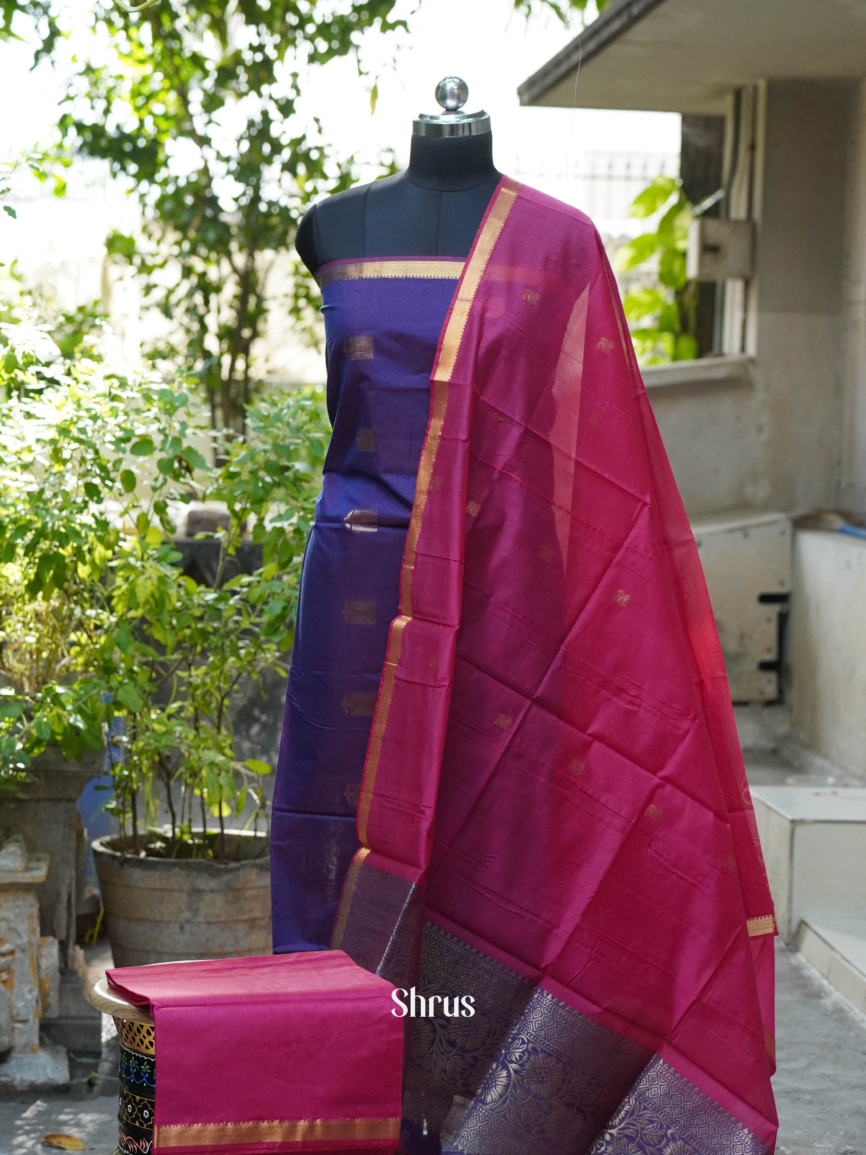 CHS10199 - Semi silkcotton salwar - Shop on ShrusEternity.com