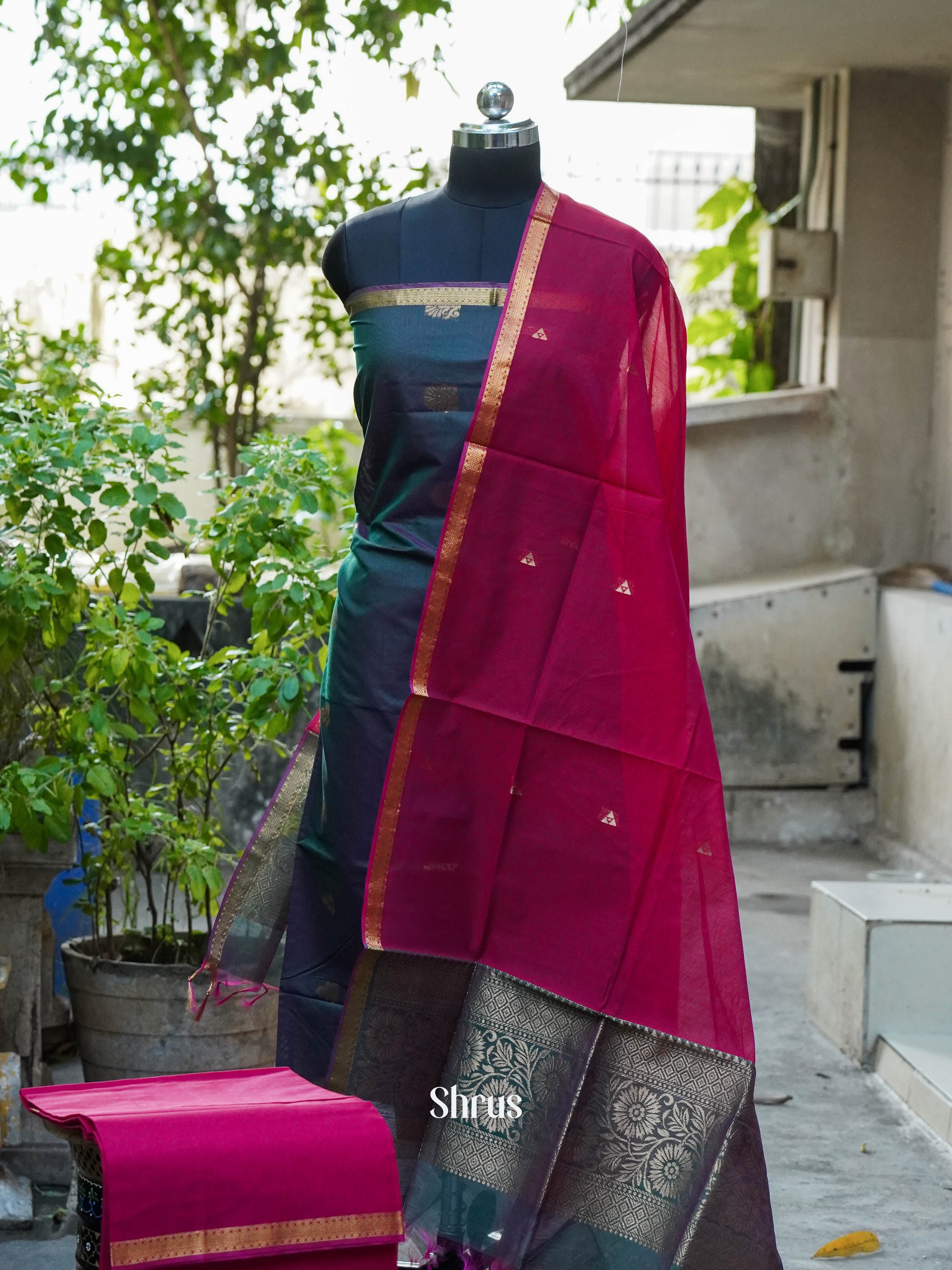 CHS10205 - Semi silkcotton salwar - Shop on ShrusEternity.com