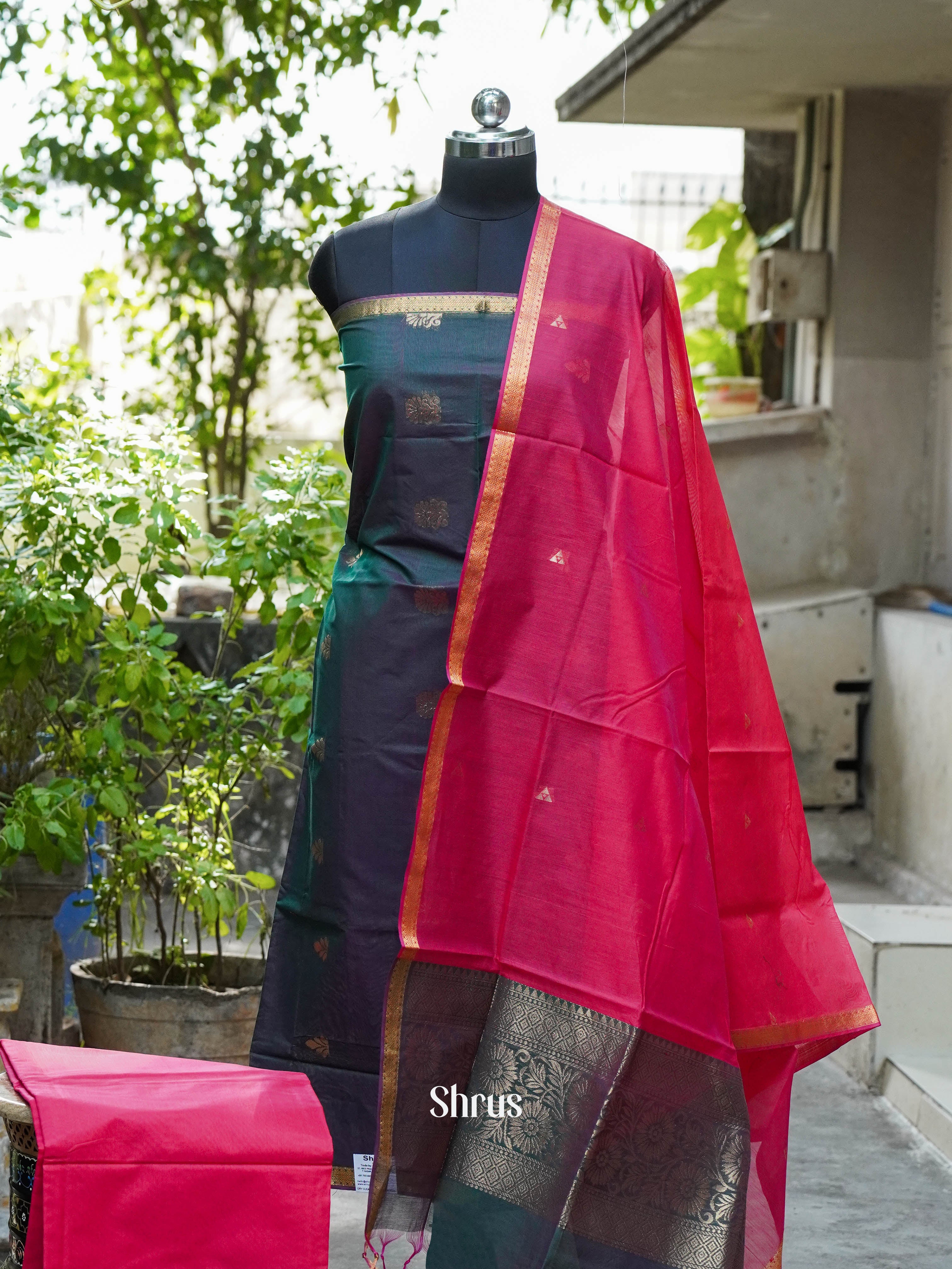 CHS10207 - Semi silkcotton salwar - Shop on ShrusEternity.com