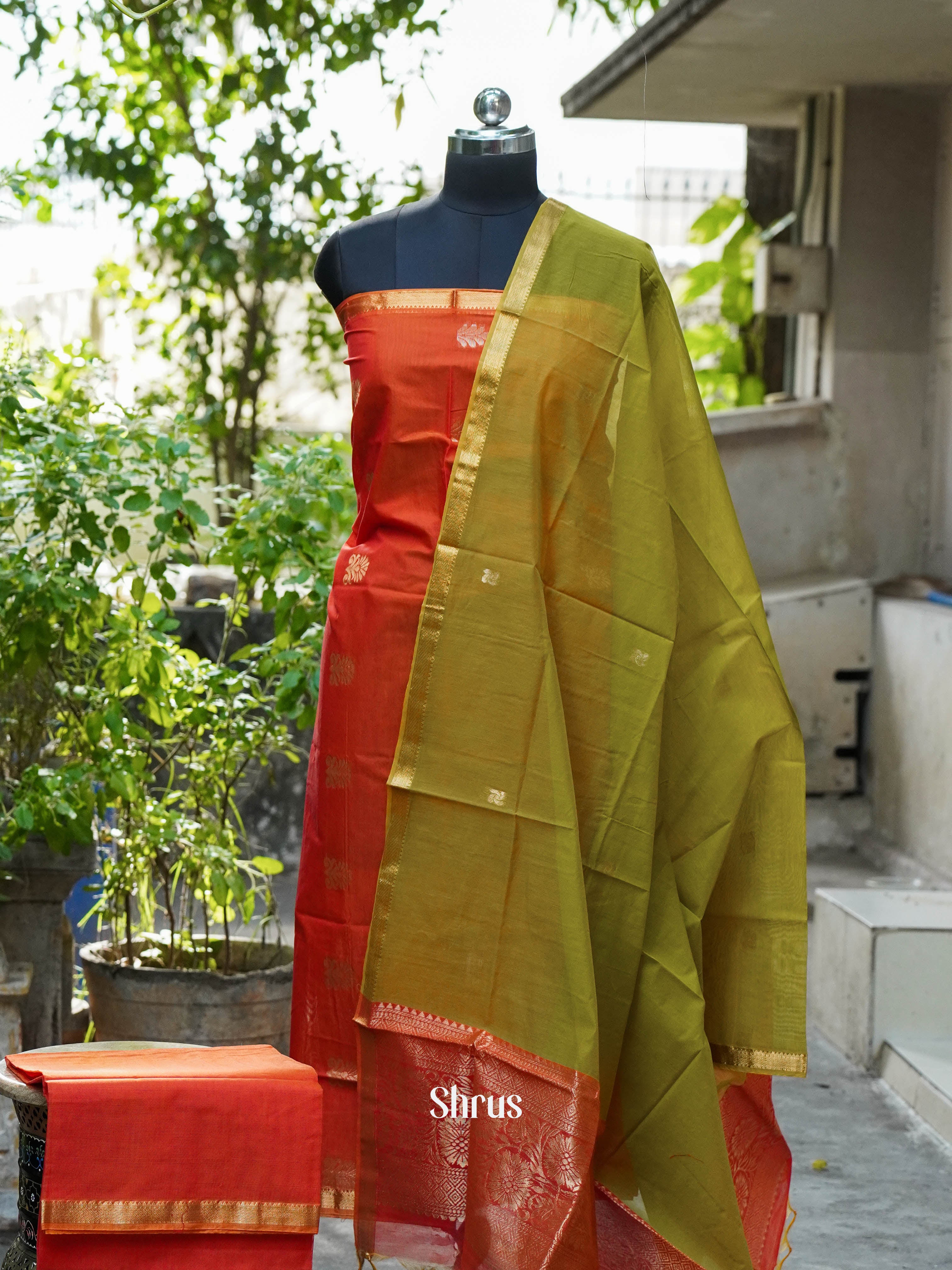 CHS10208 - Semi silkcotton salwar - Shop on ShrusEternity.com