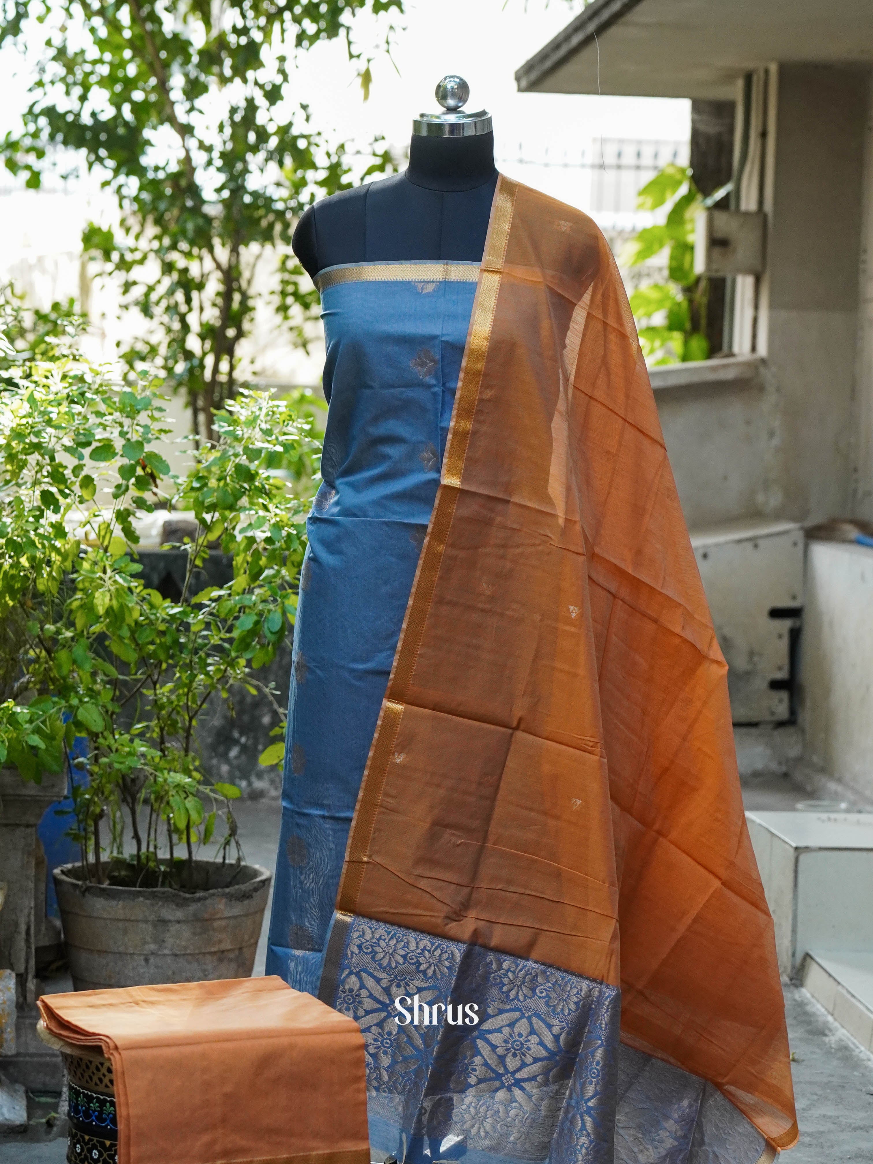 CHS10210 - Semi silkcotton salwar - Shop on ShrusEternity.com