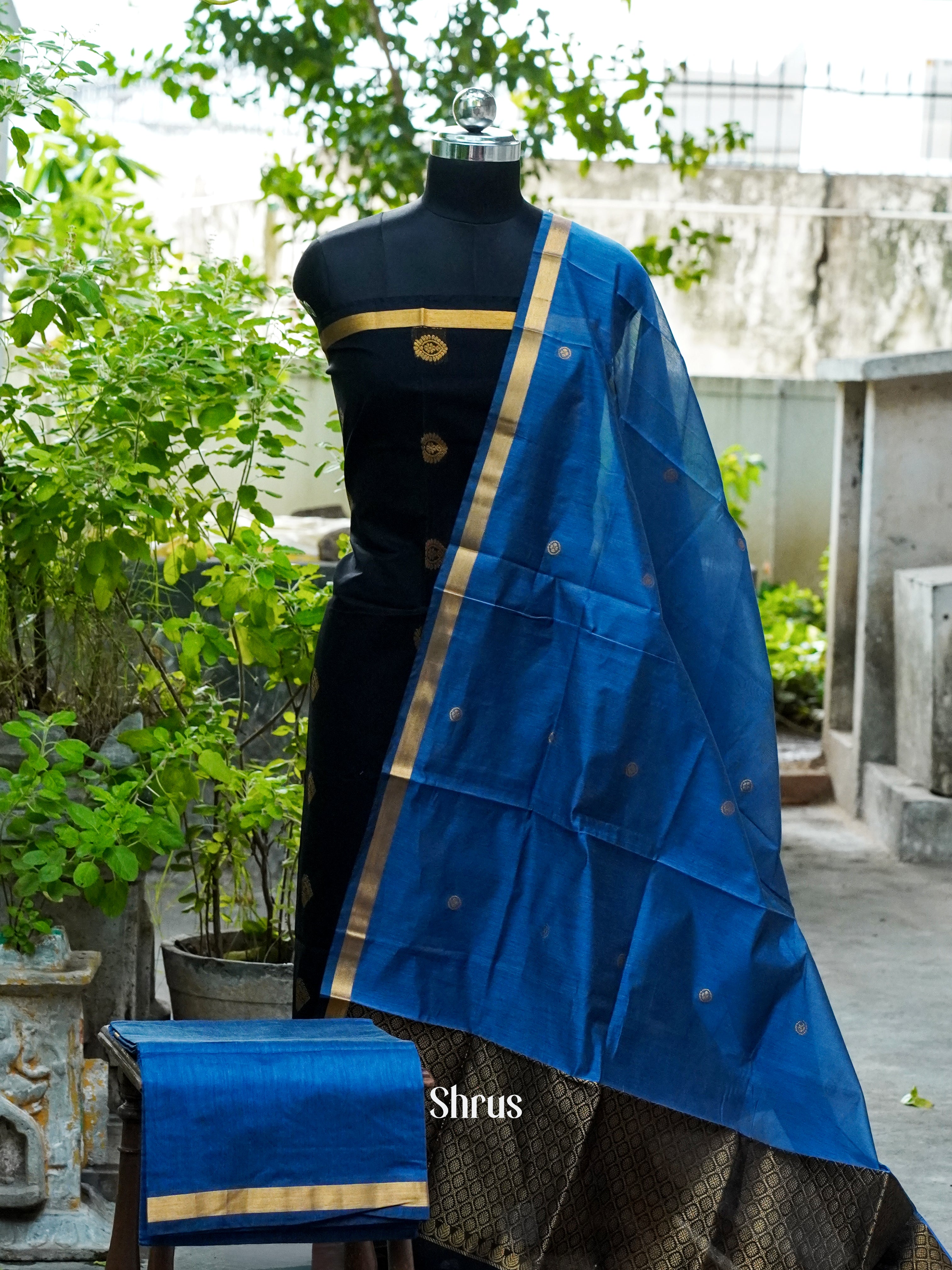 Black & Blue - Semi silkcotton salwar - Shop on ShrusEternity.com