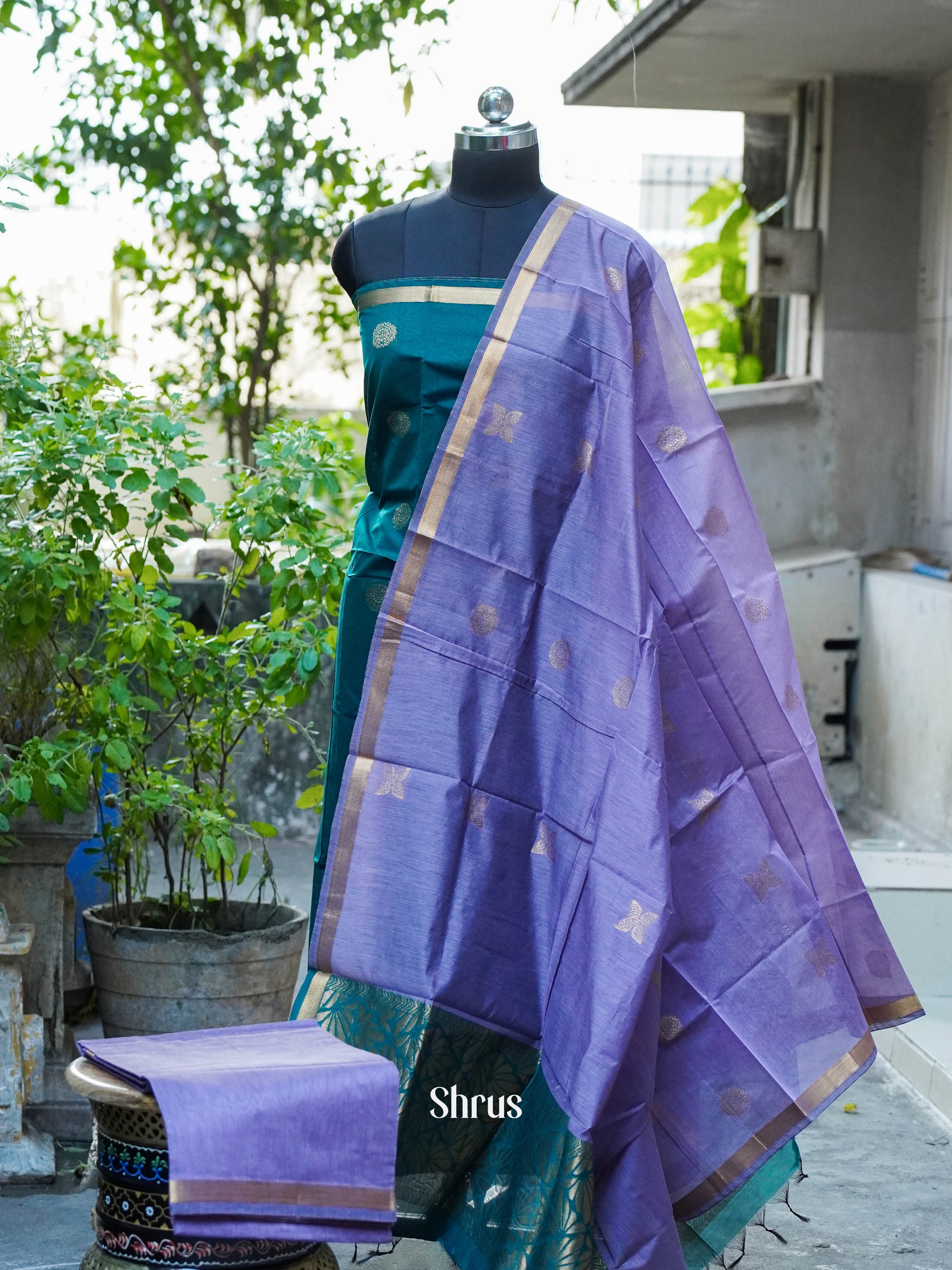 CHS10231 - Semi silkcotton salwar - Shop on ShrusEternity.com