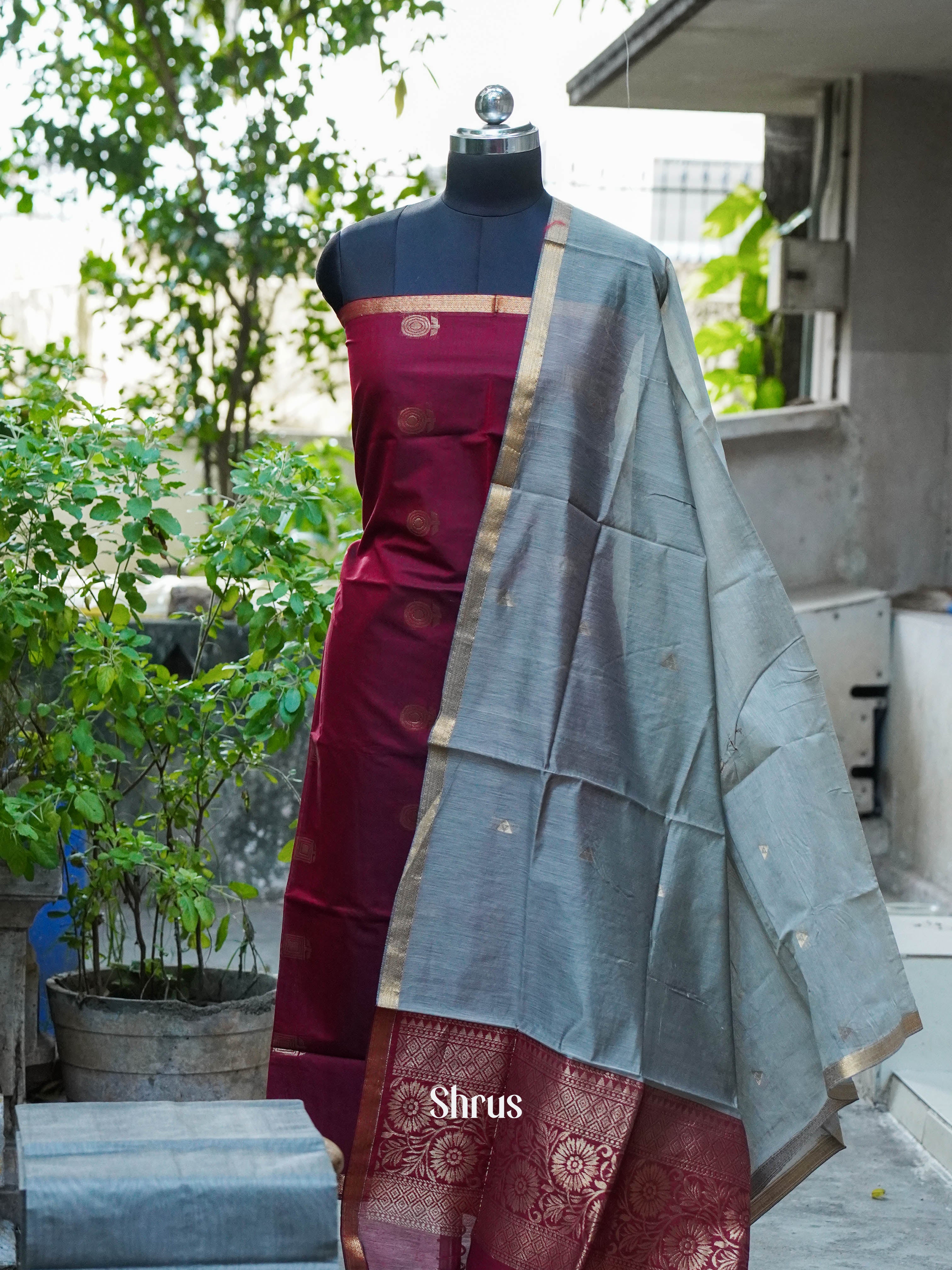 CHS10236 - Semi silkcotton salwar - Shop on ShrusEternity.com