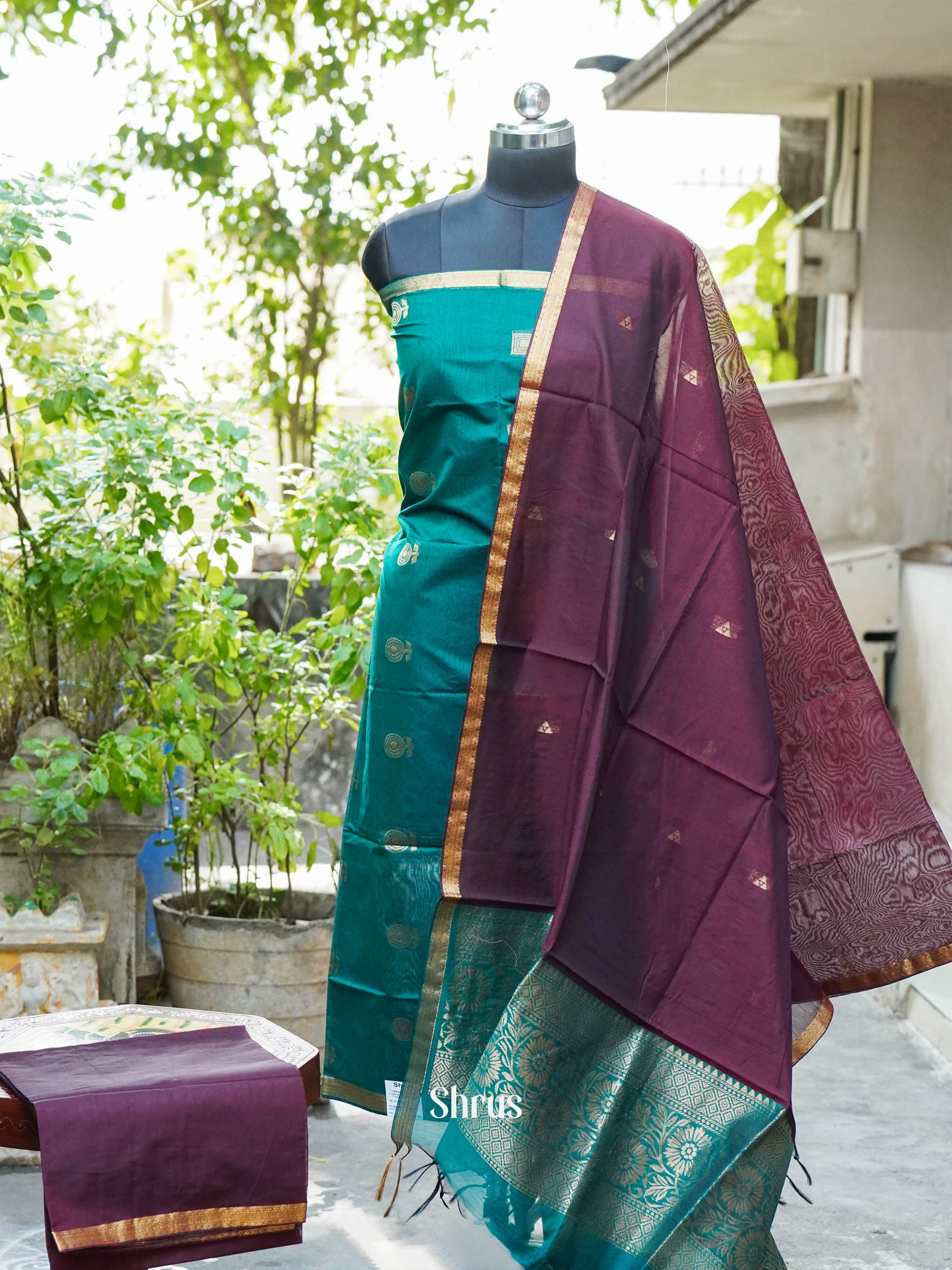 CHS10240 - Semi silkcotton salwar - Shop on ShrusEternity.com