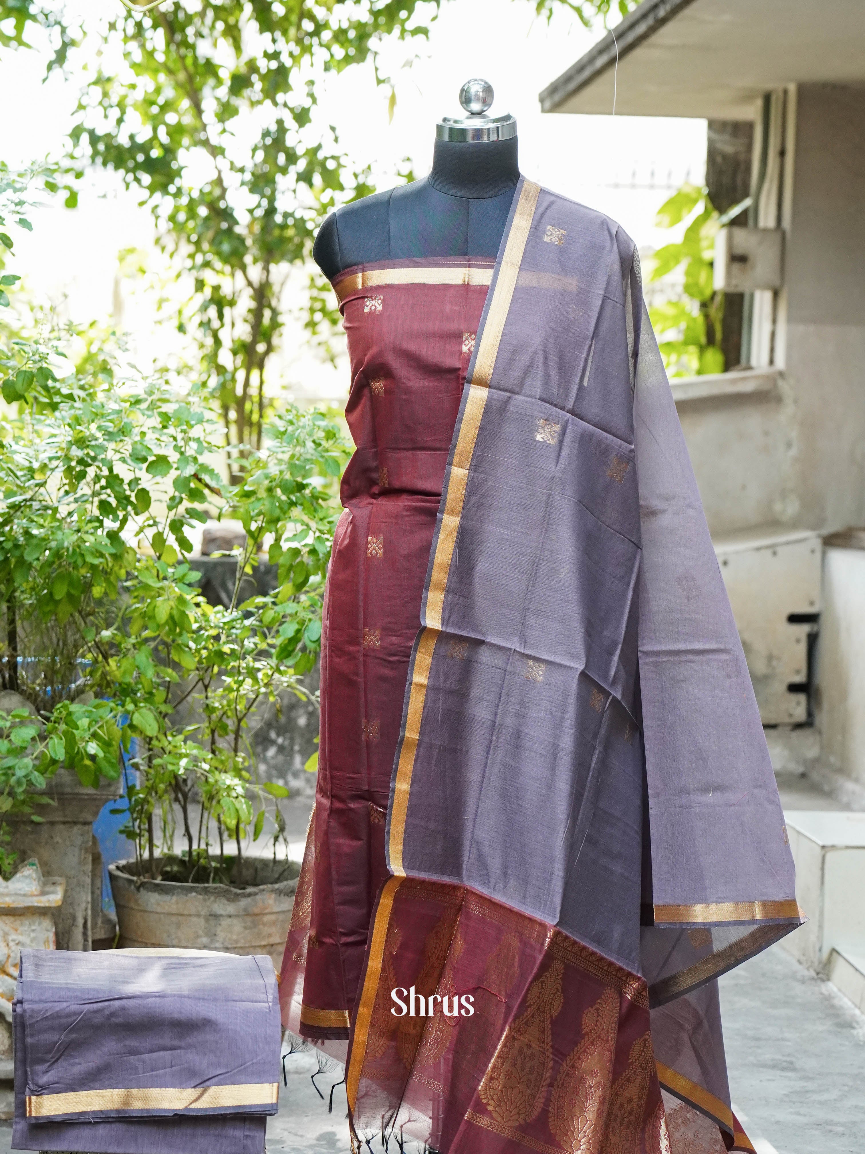 CHS10242 - Semi silkcotton salwar - Shop on ShrusEternity.com